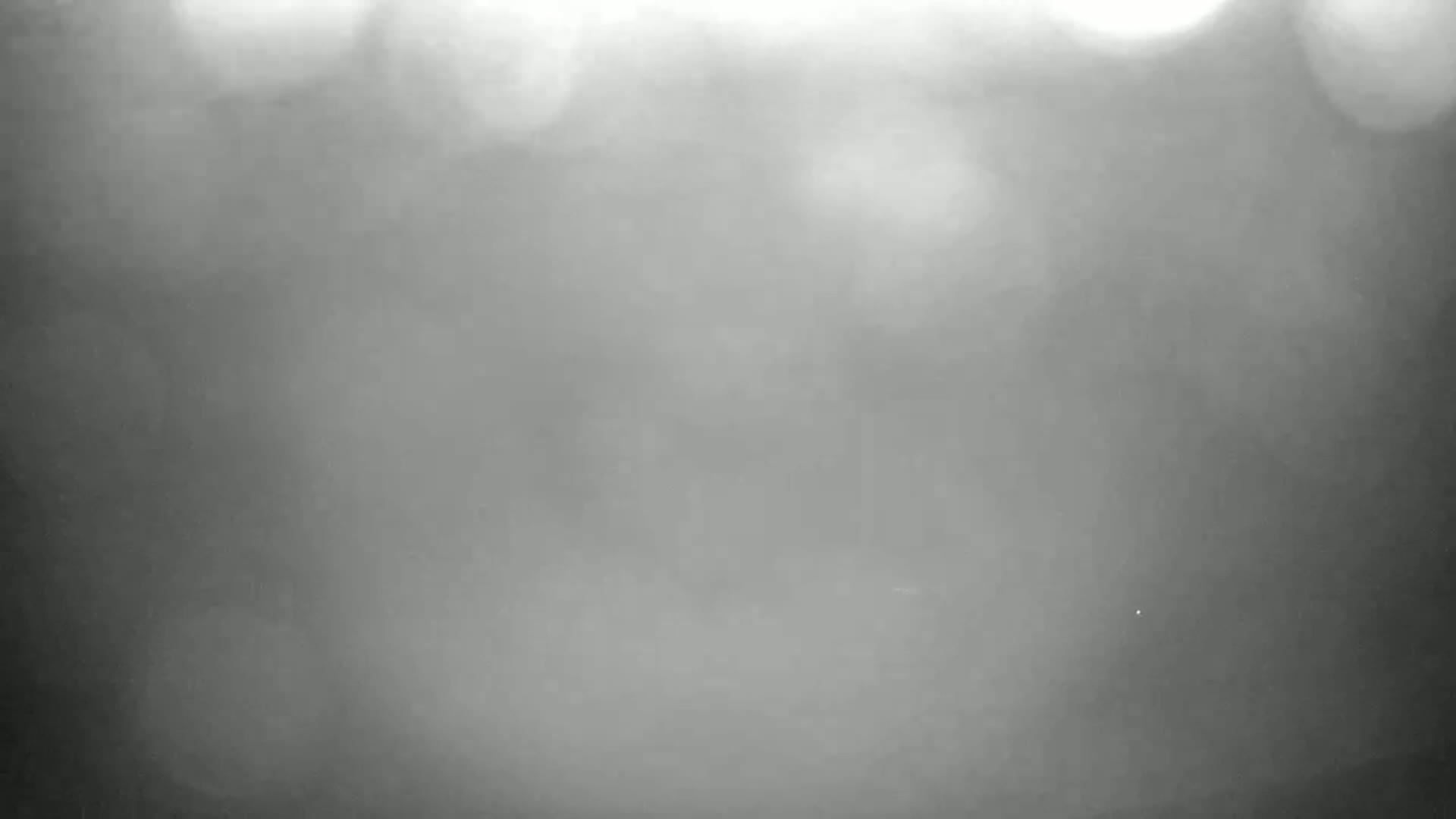 A blurry, grayscale image shows a heavily fogged or hazy outdoor scene.