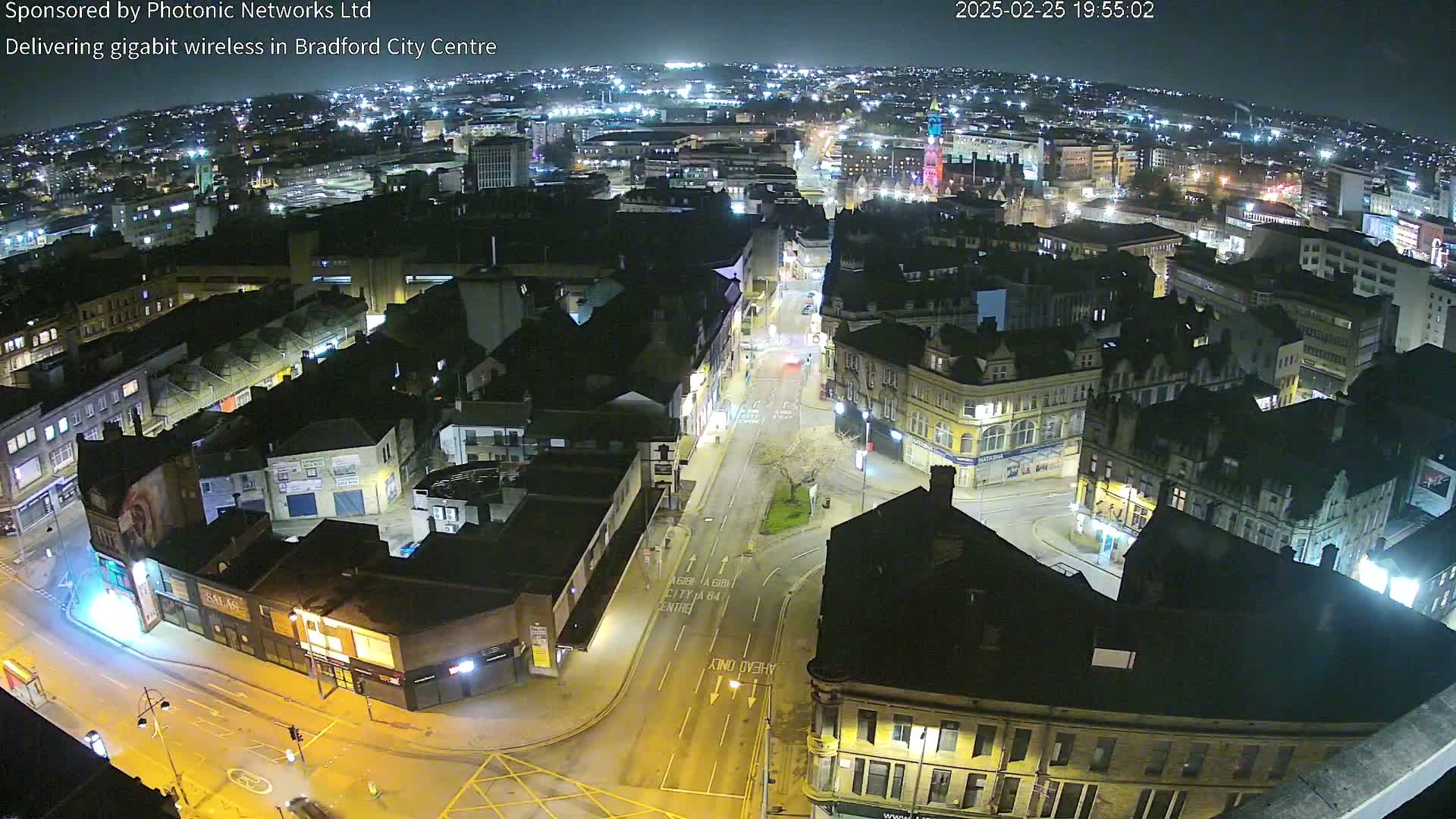 Bradford City Skyline Live Cam - Bradford, West Yorkshire, Yorkshire and the Humber, England, United Kingdom