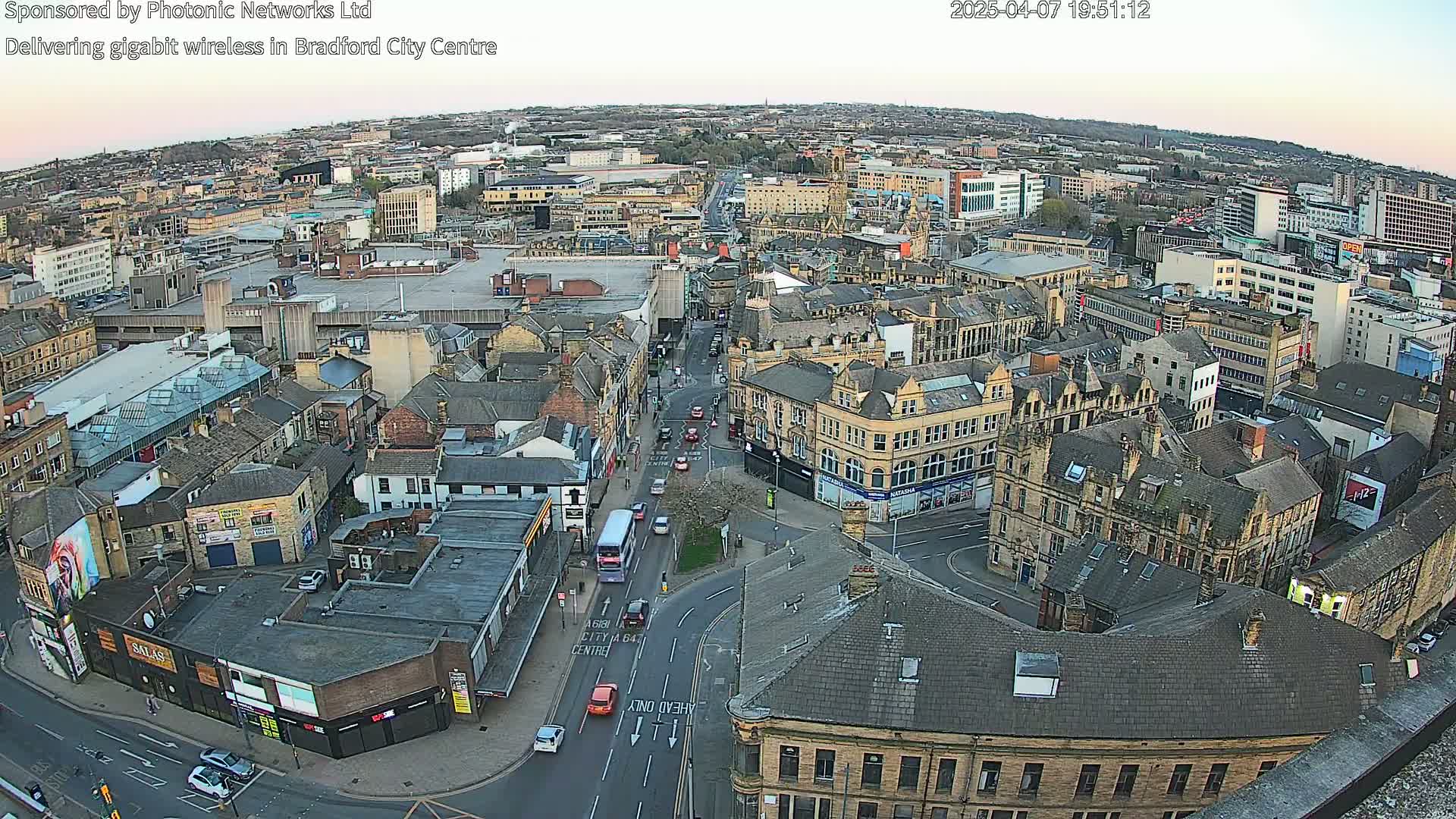 Bradford City Skyline Live Cam - Bradford, West Yorkshire, Yorkshire and the Humber, England, United Kingdom