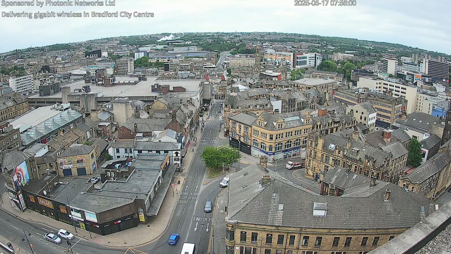 Bradford City Skyline Live Cam - Bradford, West Yorkshire, Yorkshire and the Humber, England, United Kingdom
