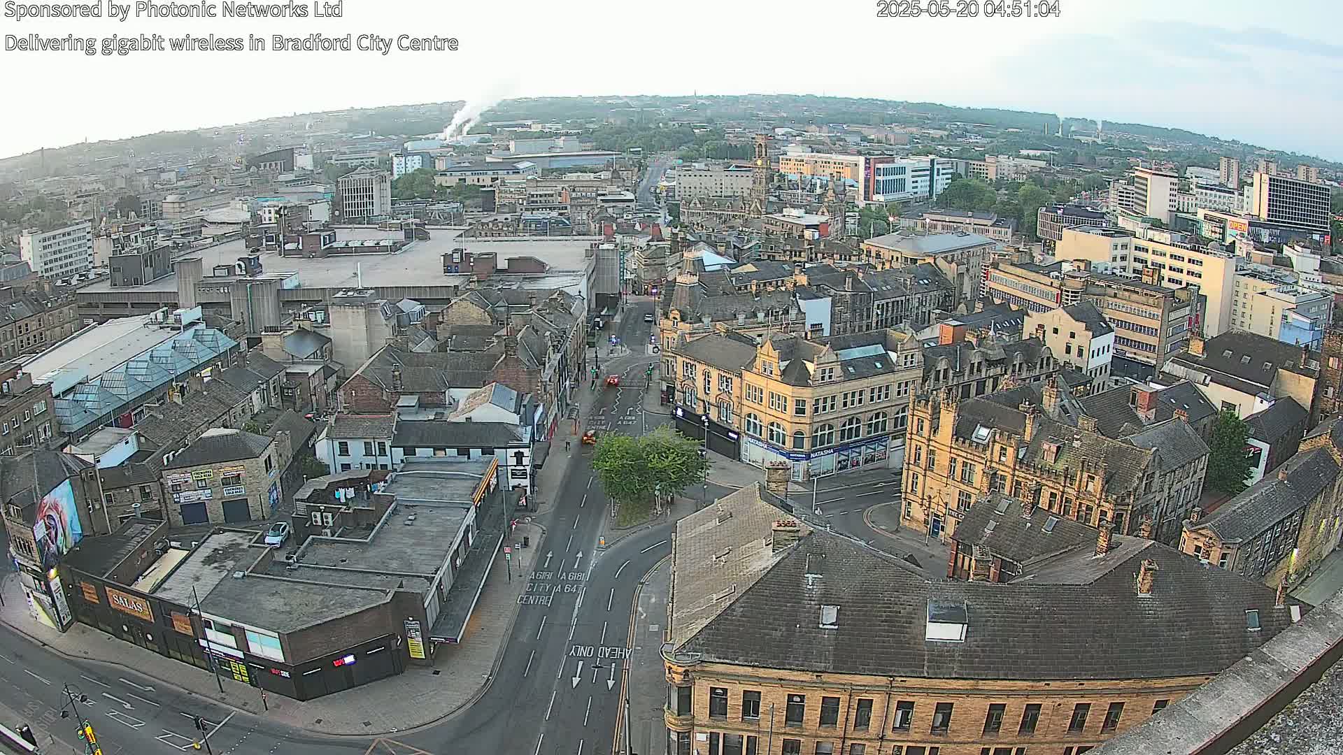 Bradford City Skyline Live Cam - Bradford, West Yorkshire, Yorkshire and the Humber, England, United Kingdom