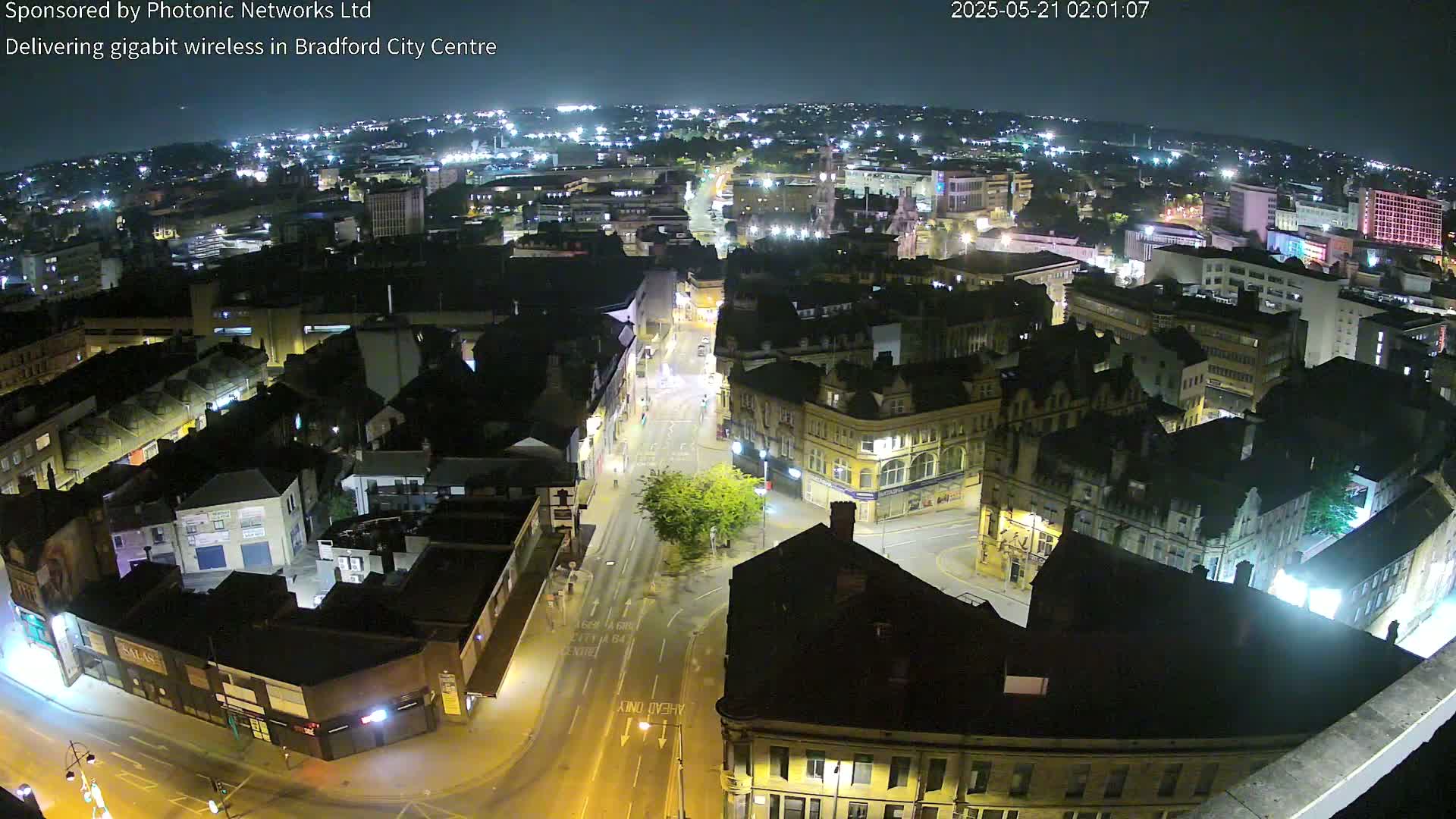 Bradford City Skyline Live Cam - Bradford, West Yorkshire, Yorkshire and the Humber, England, United Kingdom