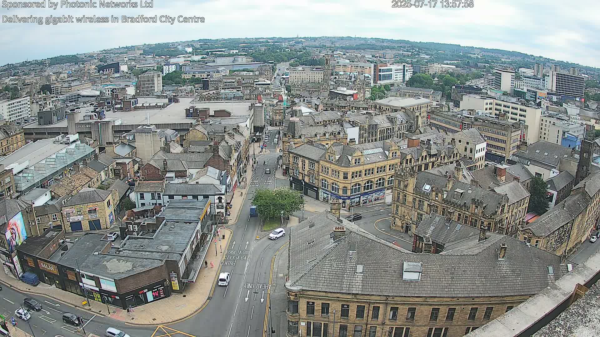 Bradford City Skyline Live Cam - Bradford, West Yorkshire, Yorkshire and the Humber, England, United Kingdom