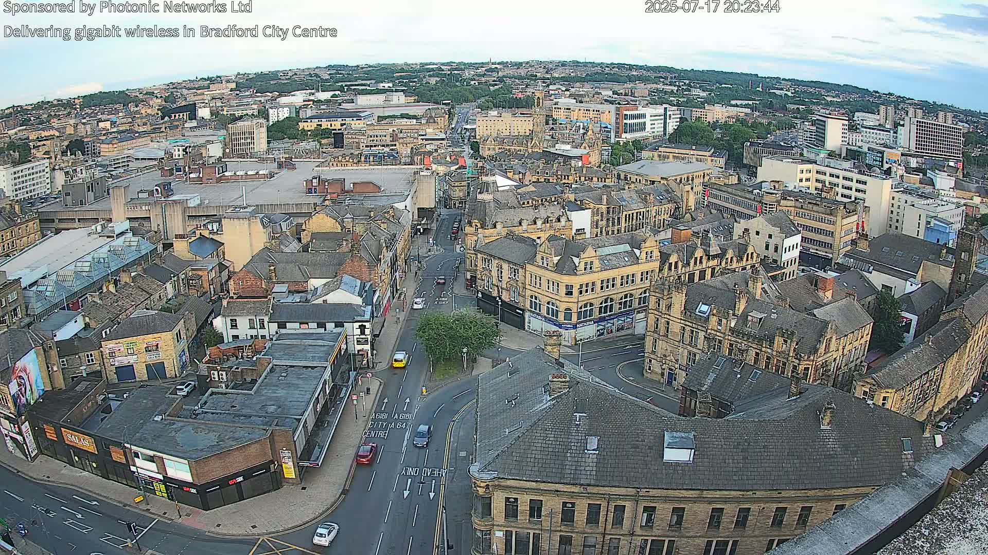 Bradford City Skyline Live Cam - Bradford, West Yorkshire, Yorkshire and the Humber, England, United Kingdom
