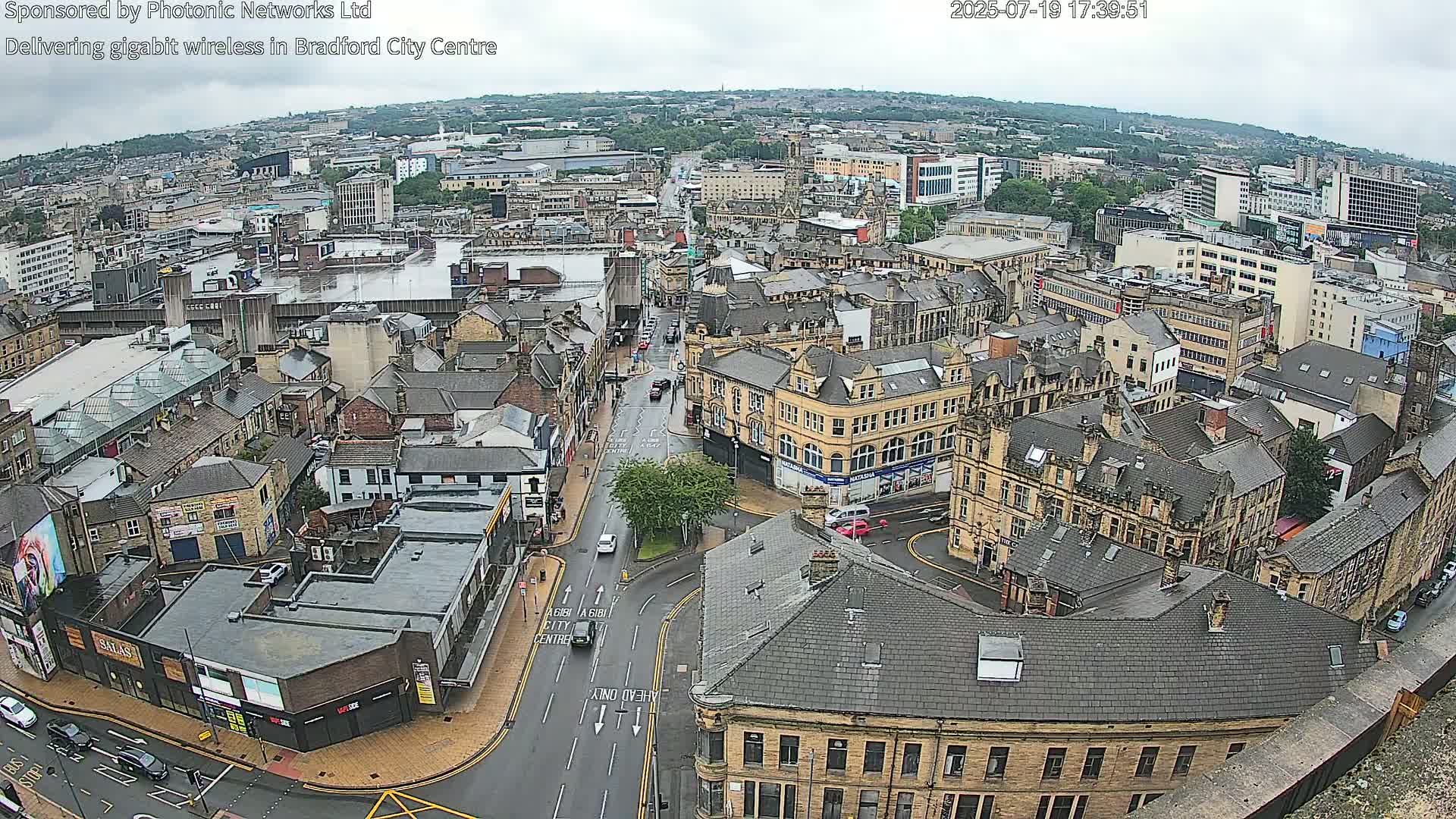 Bradford City Skyline Live Cam - Bradford, West Yorkshire, Yorkshire and the Humber, England, United Kingdom