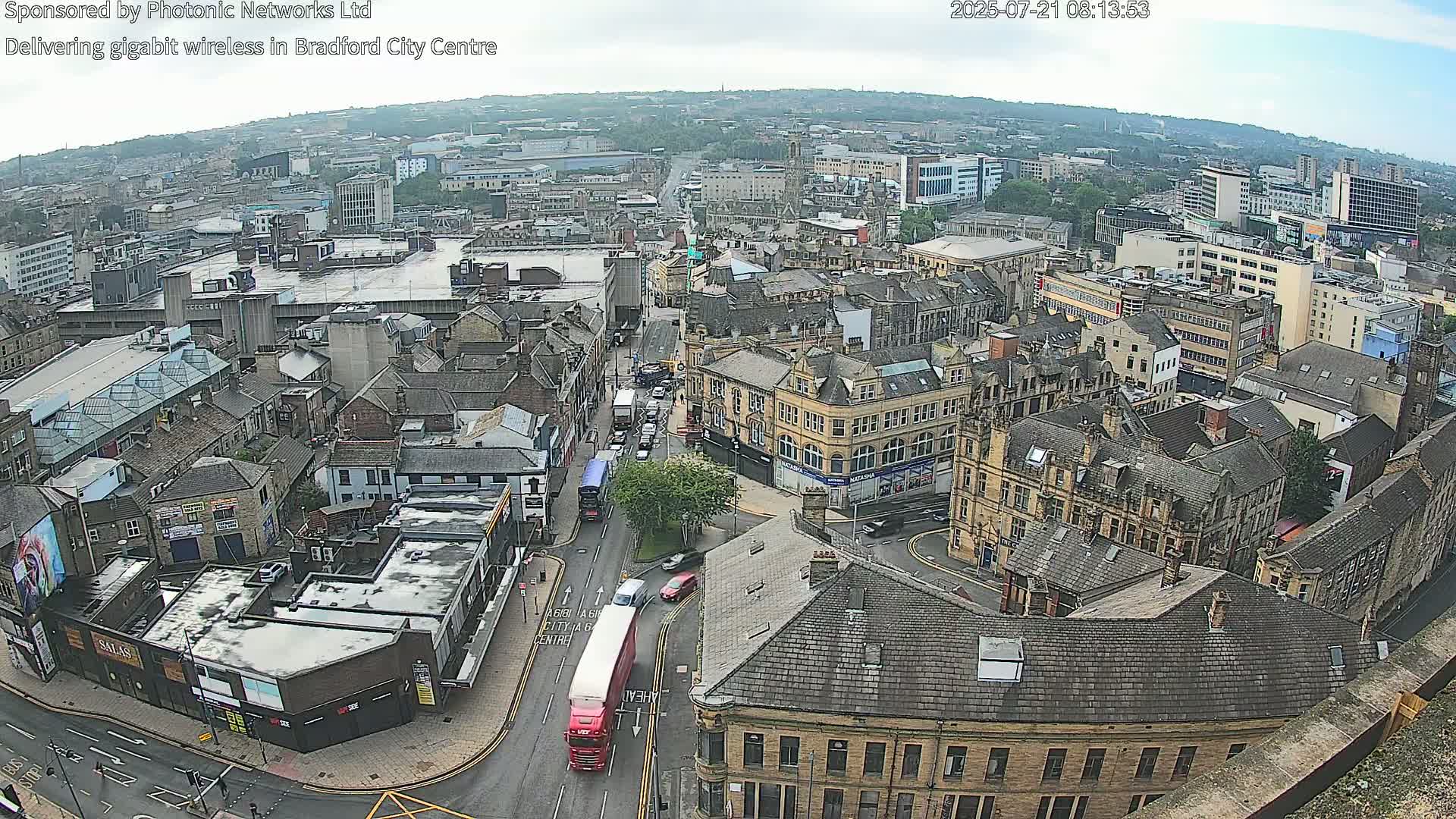 Bradford City Skyline Live Cam - Bradford, West Yorkshire, Yorkshire and the Humber, England, United Kingdom