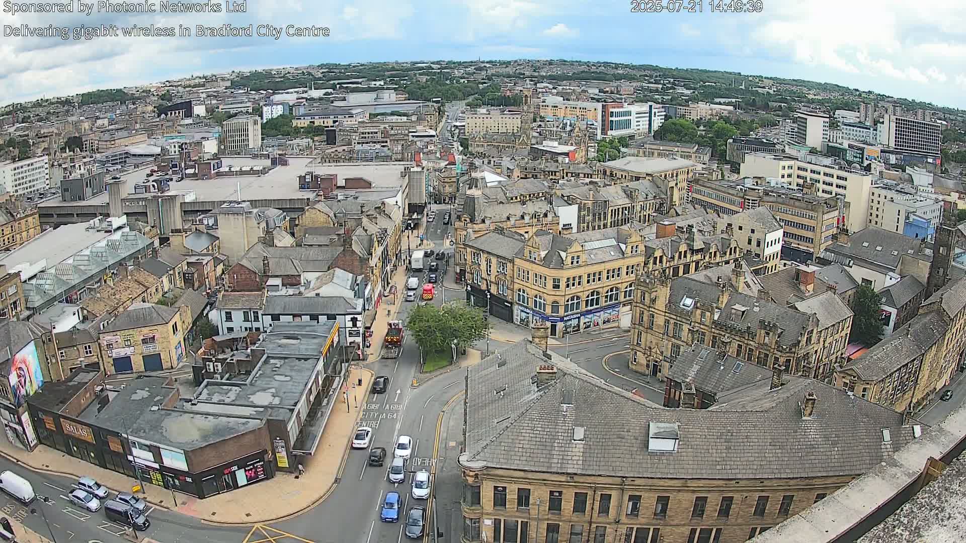 Bradford City Skyline Live Cam - Bradford, West Yorkshire, Yorkshire and the Humber, England, United Kingdom