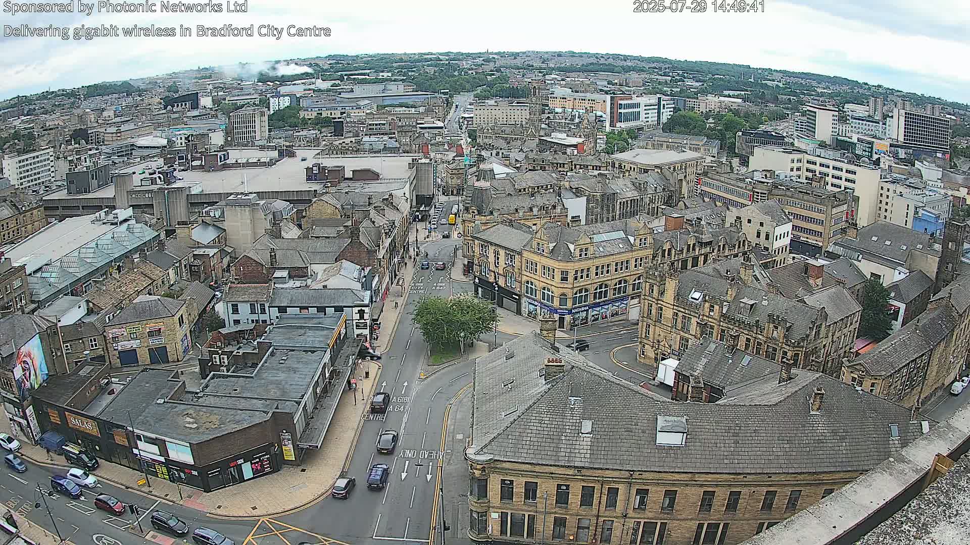 Bradford City Skyline Live Cam - Bradford, West Yorkshire, Yorkshire and the Humber, England, United Kingdom