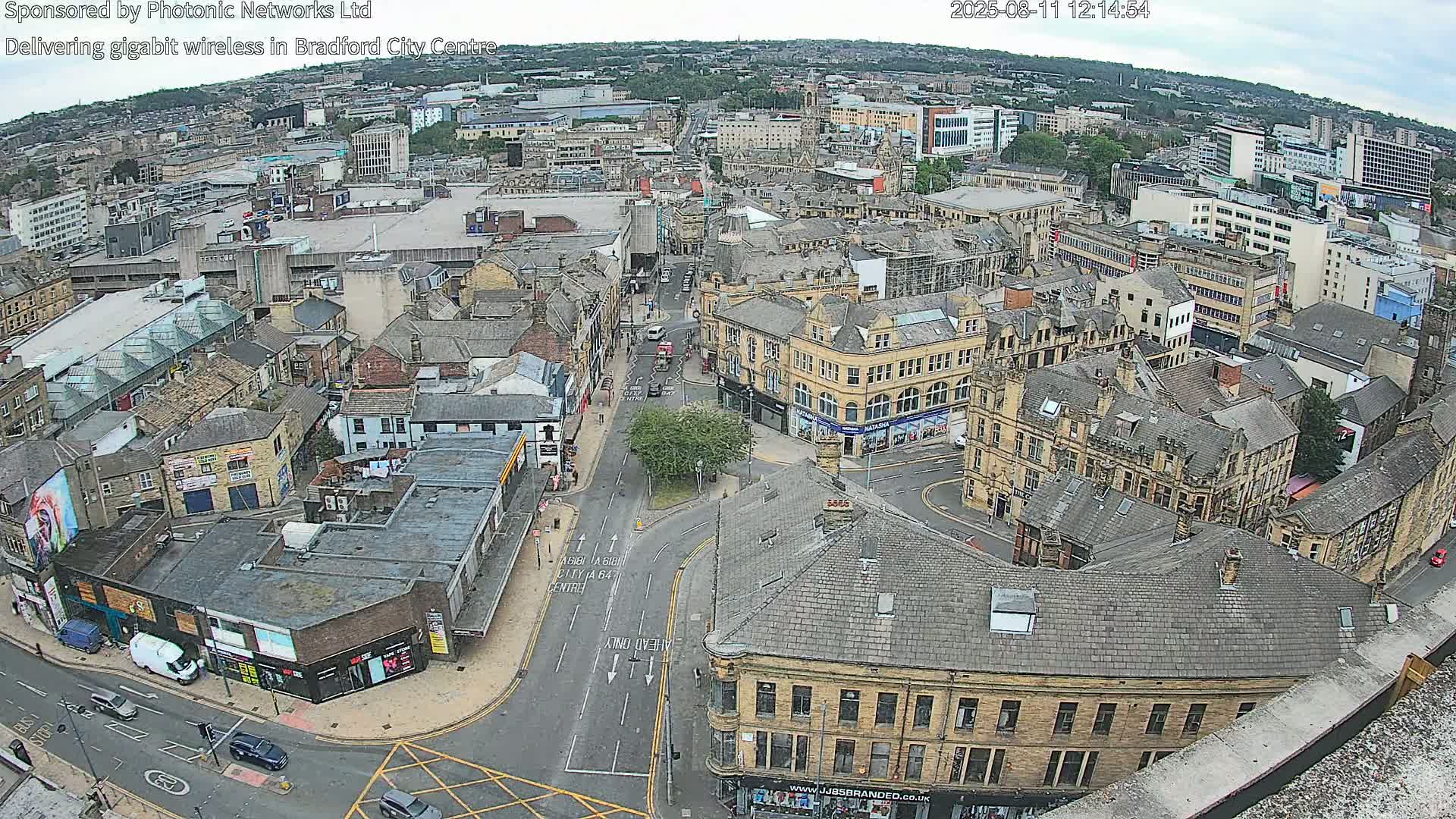 Bradford City Skyline Live Cam - Bradford, West Yorkshire, Yorkshire and the Humber, England, United Kingdom