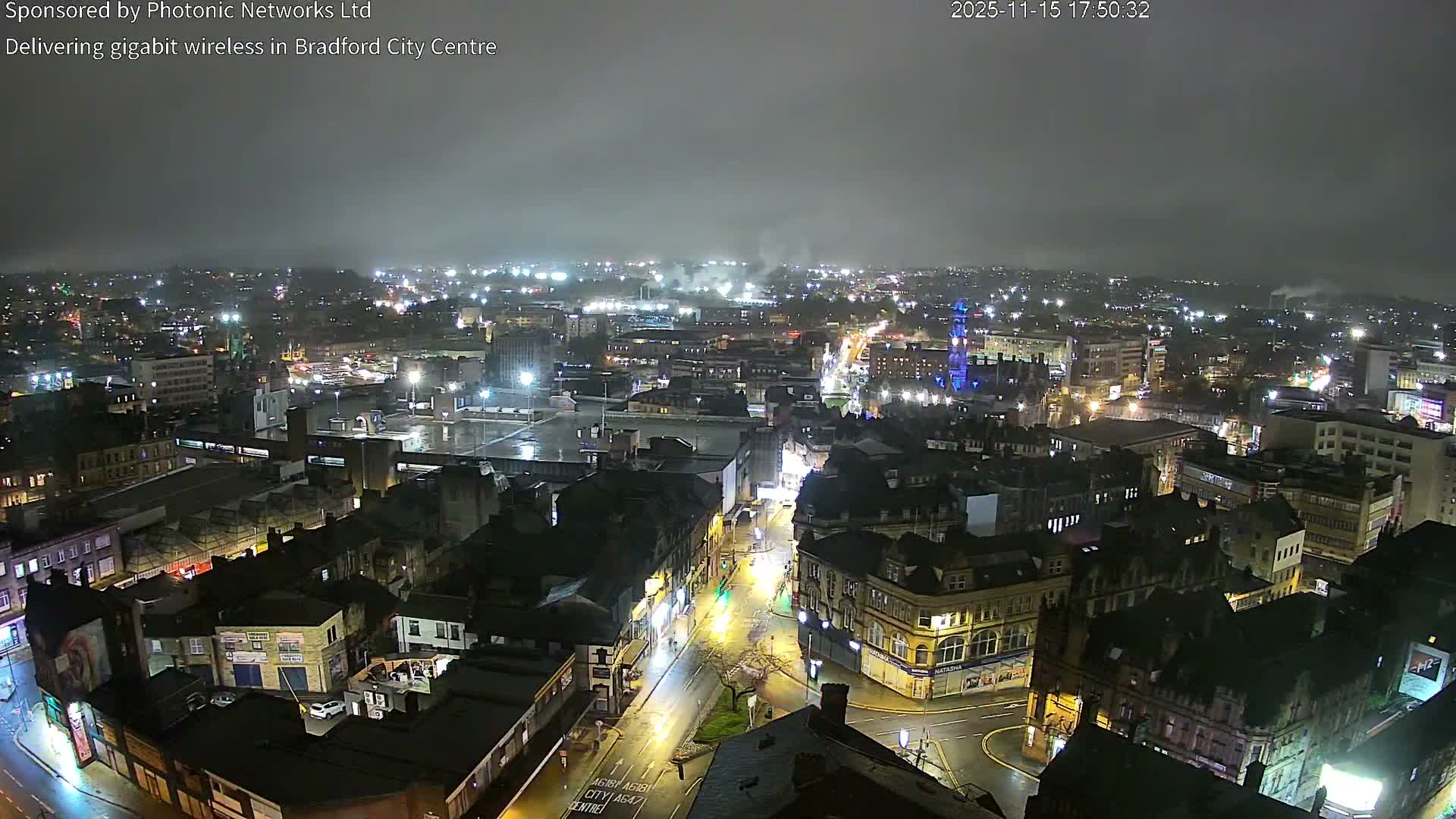 Bradford City Skyline Live Cam - Bradford, West Yorkshire, Yorkshire and the Humber, England, United Kingdom