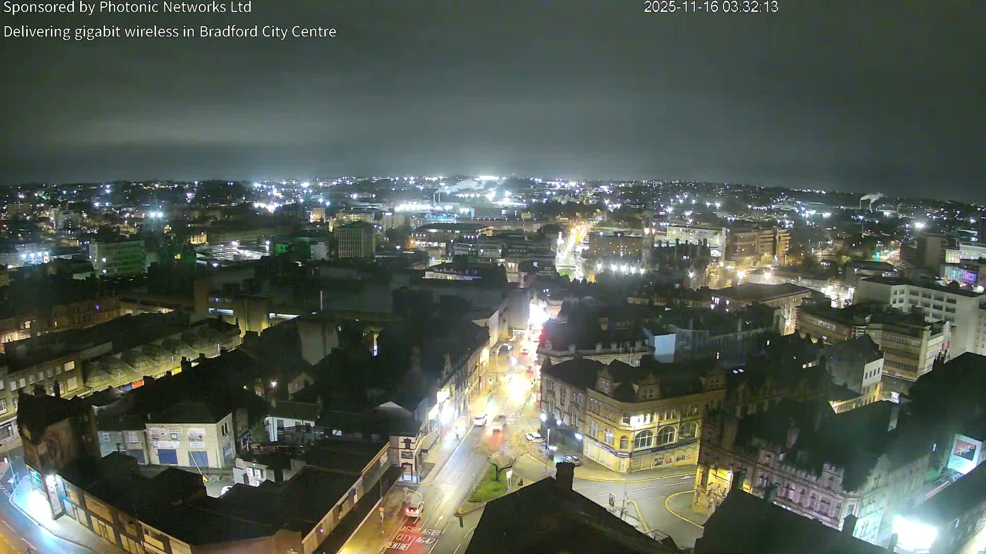Bradford City Skyline Live Cam - Bradford, West Yorkshire, Yorkshire and the Humber, England, United Kingdom