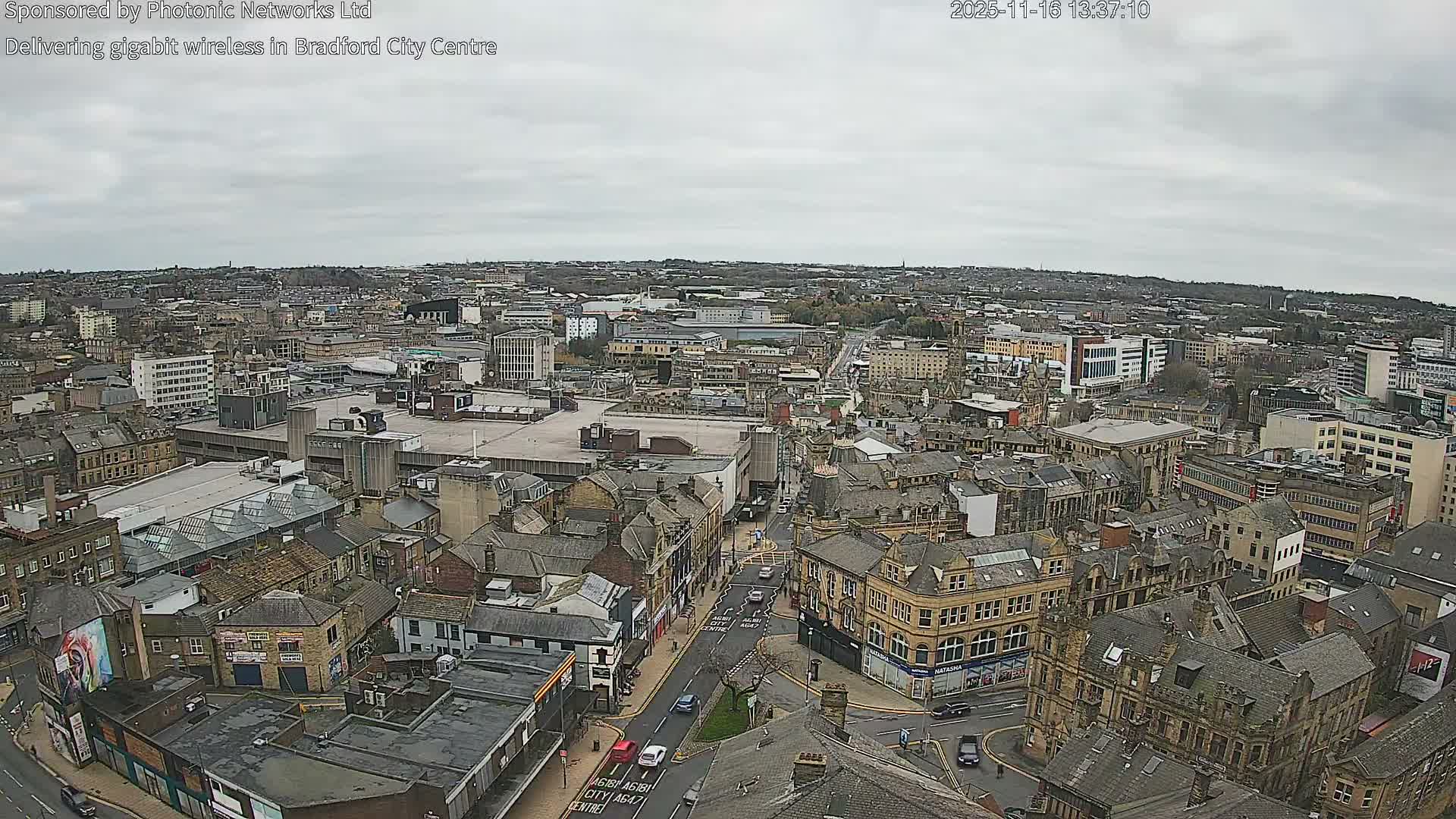 Bradford City Skyline Live Cam - Bradford, West Yorkshire, Yorkshire and the Humber, England, United Kingdom