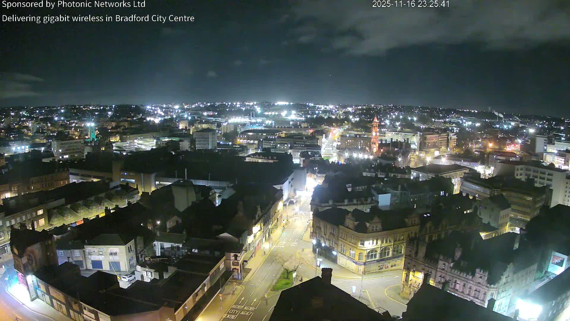 Bradford City Skyline Live Cam - Bradford, West Yorkshire, Yorkshire and the Humber, England, United Kingdom