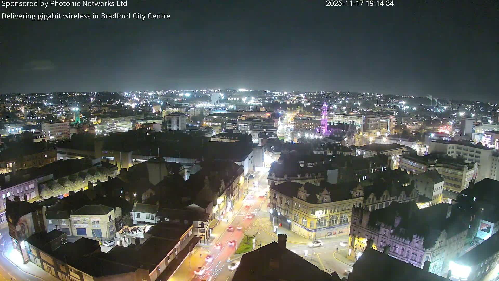 Bradford City Skyline Live Cam - Bradford, West Yorkshire, Yorkshire and the Humber, England, United Kingdom