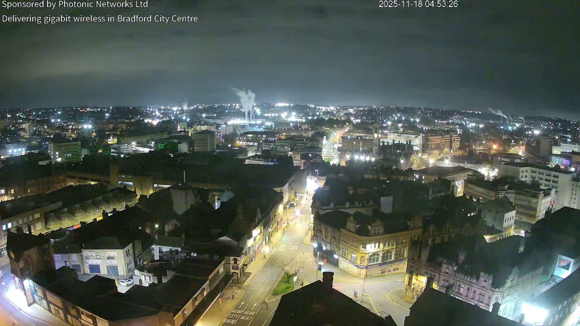 Bradford City Skyline Live Cam - Bradford, West Yorkshire, Yorkshire and the Humber, England, United Kingdom
