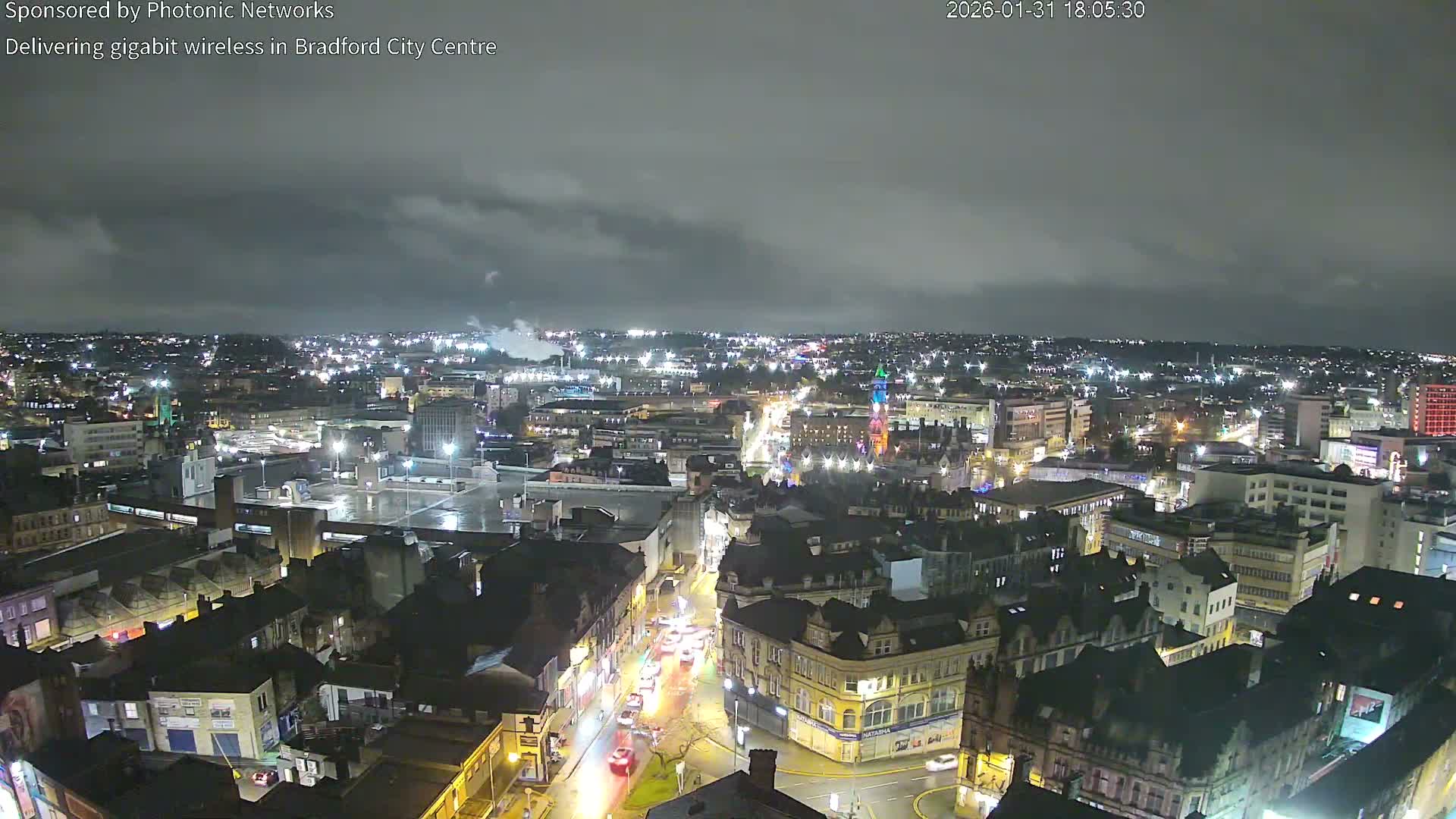 Bradford City Skyline Live Cam - Bradford, West Yorkshire, Yorkshire and the Humber, England, United Kingdom
