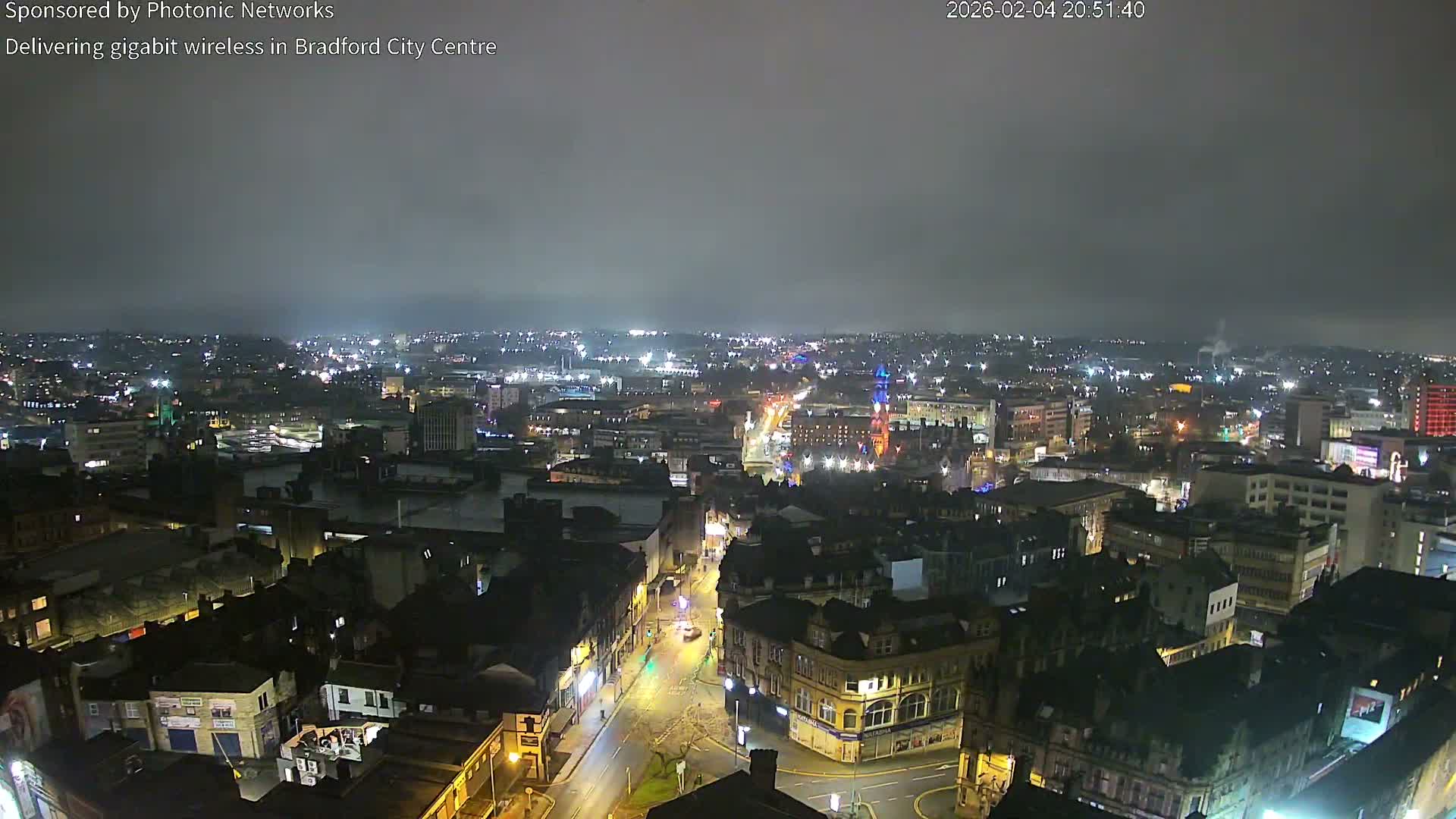 Bradford City Skyline Live Cam - Bradford, West Yorkshire, Yorkshire and the Humber, England, United Kingdom