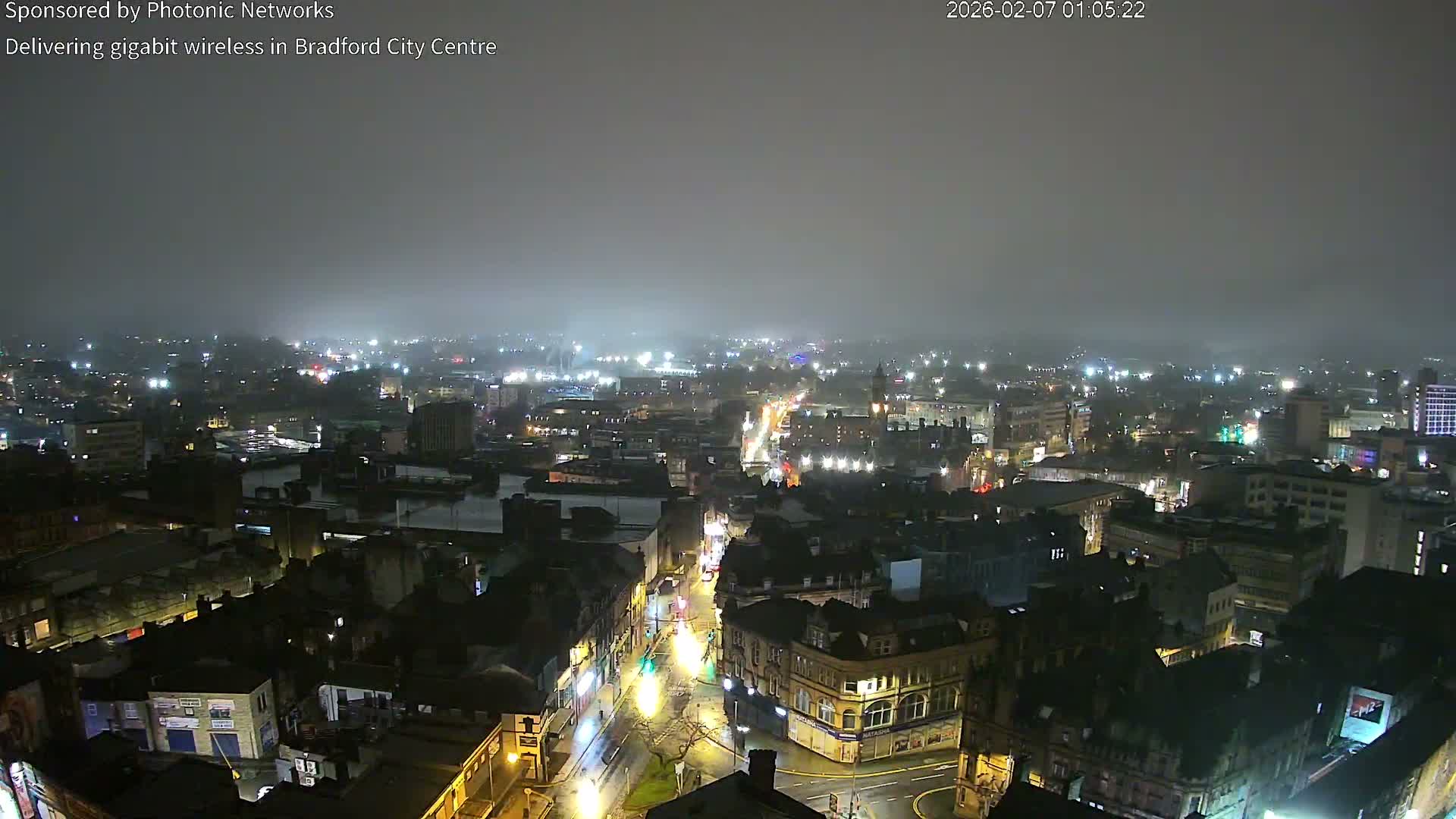 Bradford City Skyline Live Cam - Bradford, West Yorkshire, Yorkshire and the Humber, England, United Kingdom