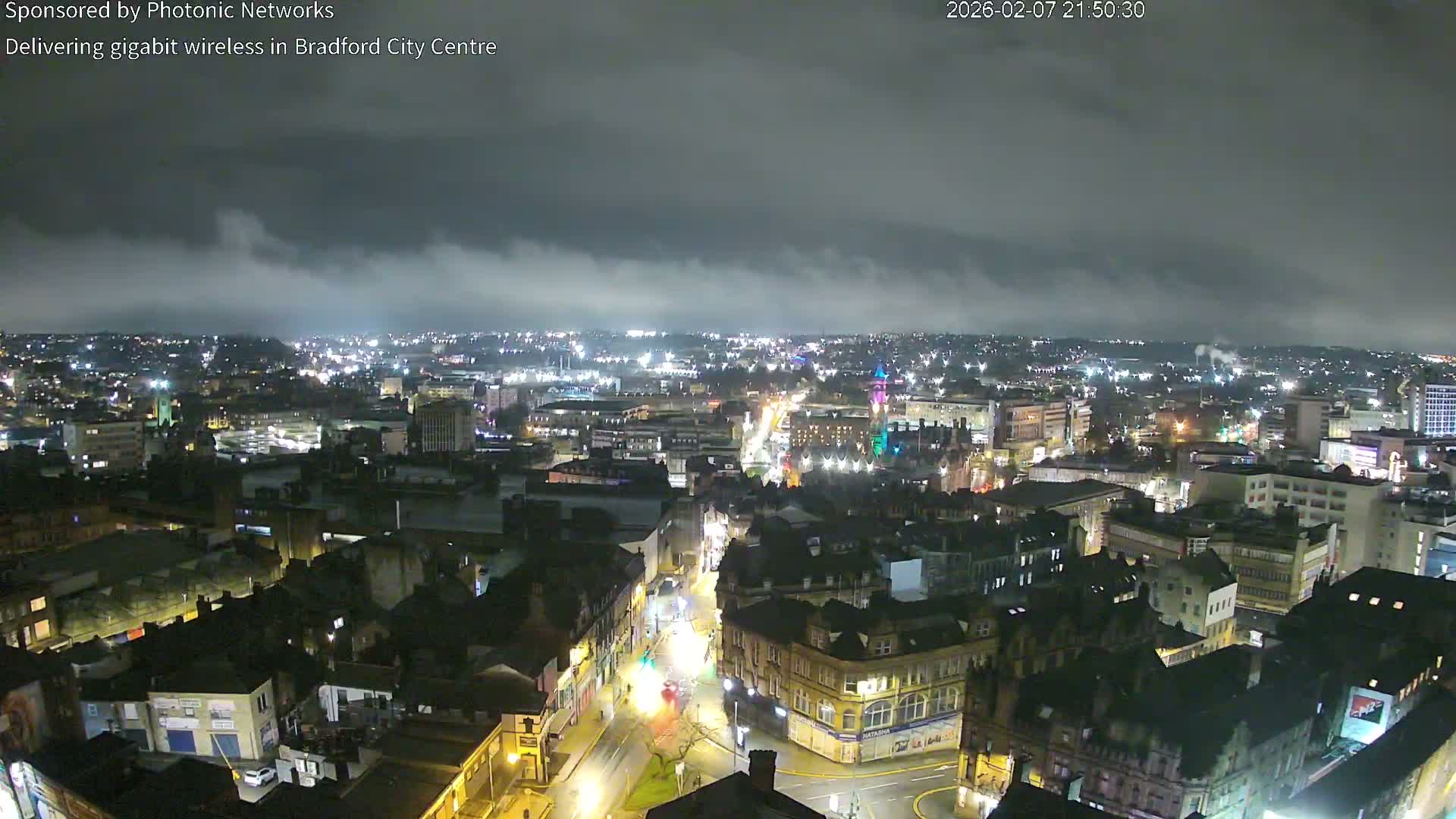 Bradford City Skyline Live Cam - Bradford, West Yorkshire, Yorkshire and the Humber, England, United Kingdom