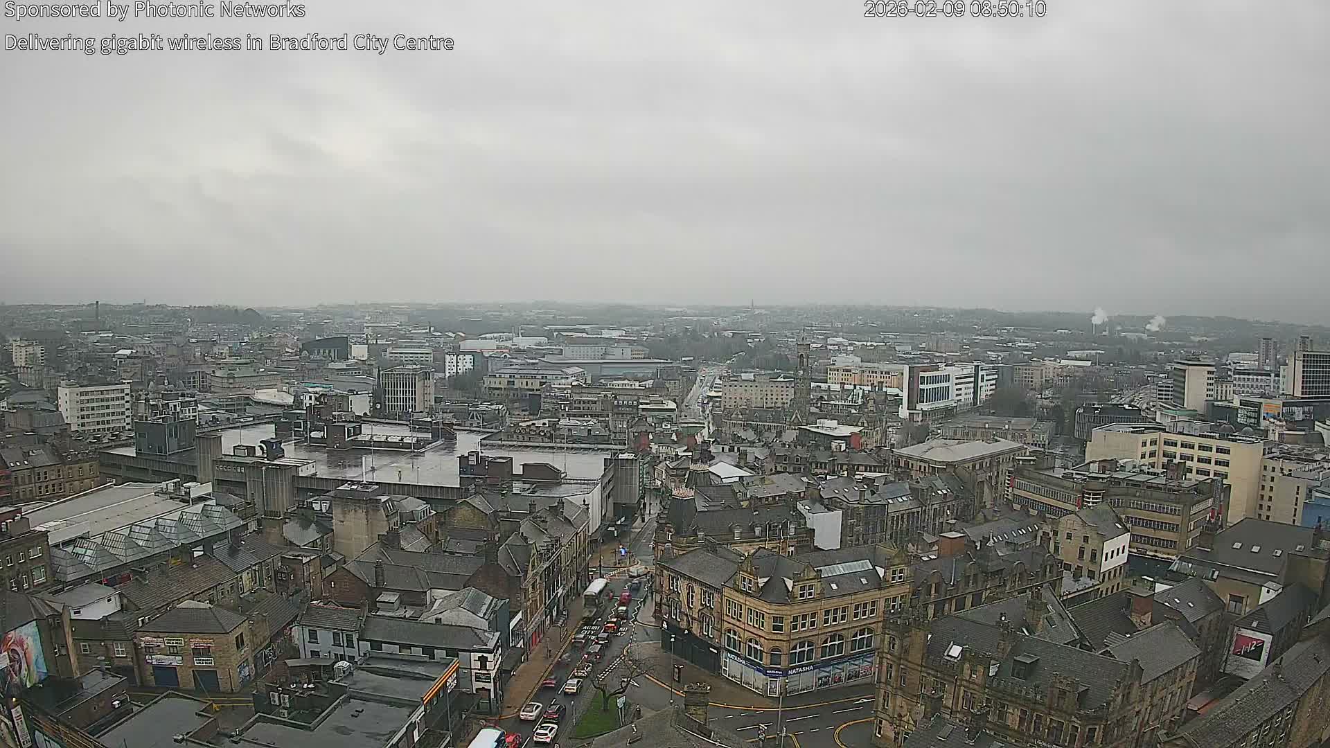 Bradford City Skyline Live Cam - Bradford, West Yorkshire, Yorkshire and the Humber, England, United Kingdom