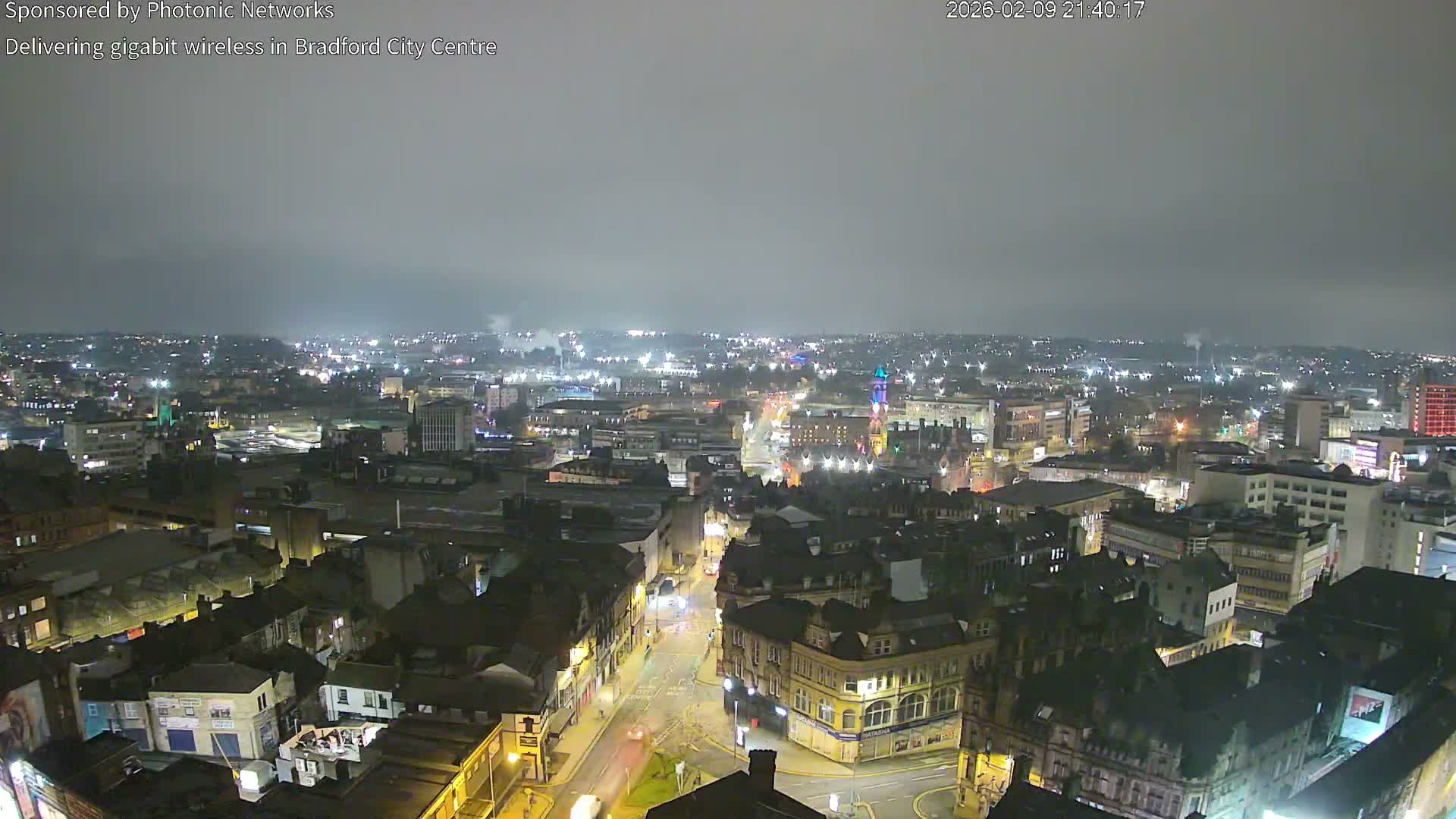 Bradford City Skyline Live Cam - Bradford, West Yorkshire, Yorkshire and the Humber, England, United Kingdom