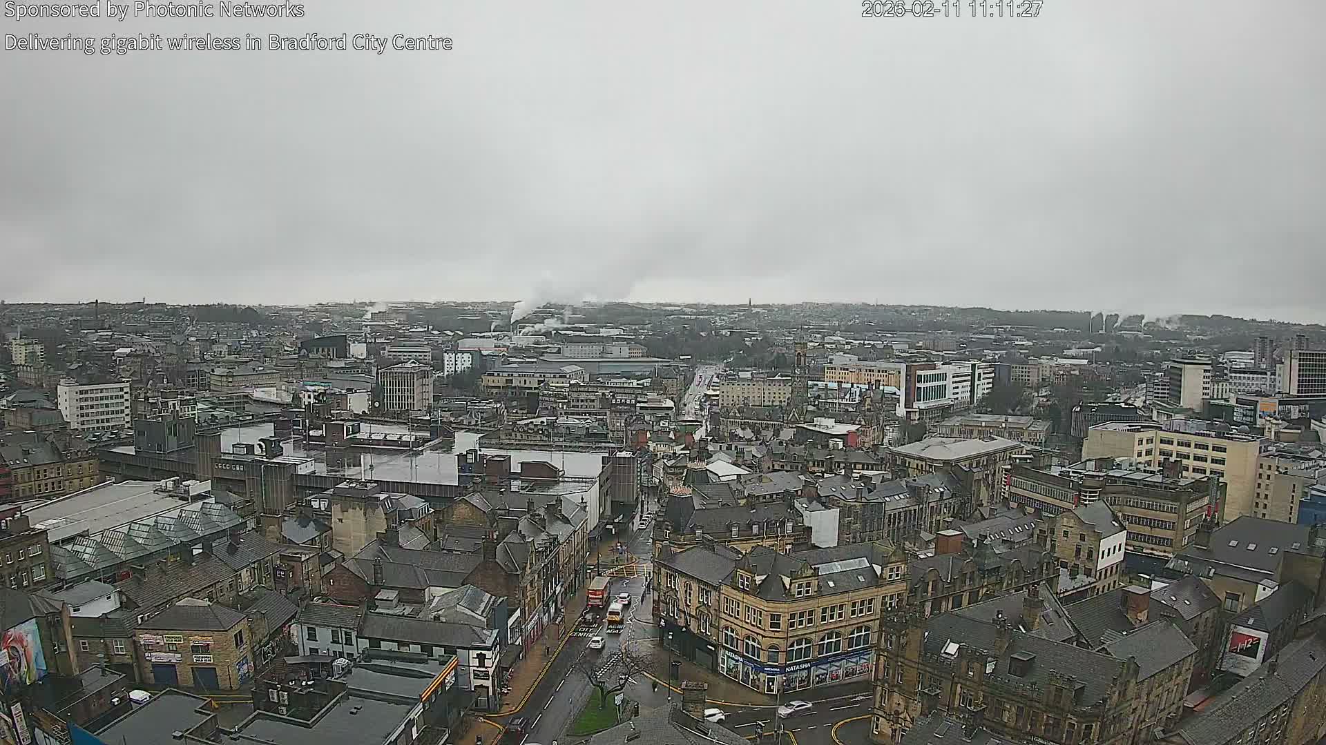 Bradford City Skyline Live Cam - Bradford, West Yorkshire, Yorkshire and the Humber, England, United Kingdom