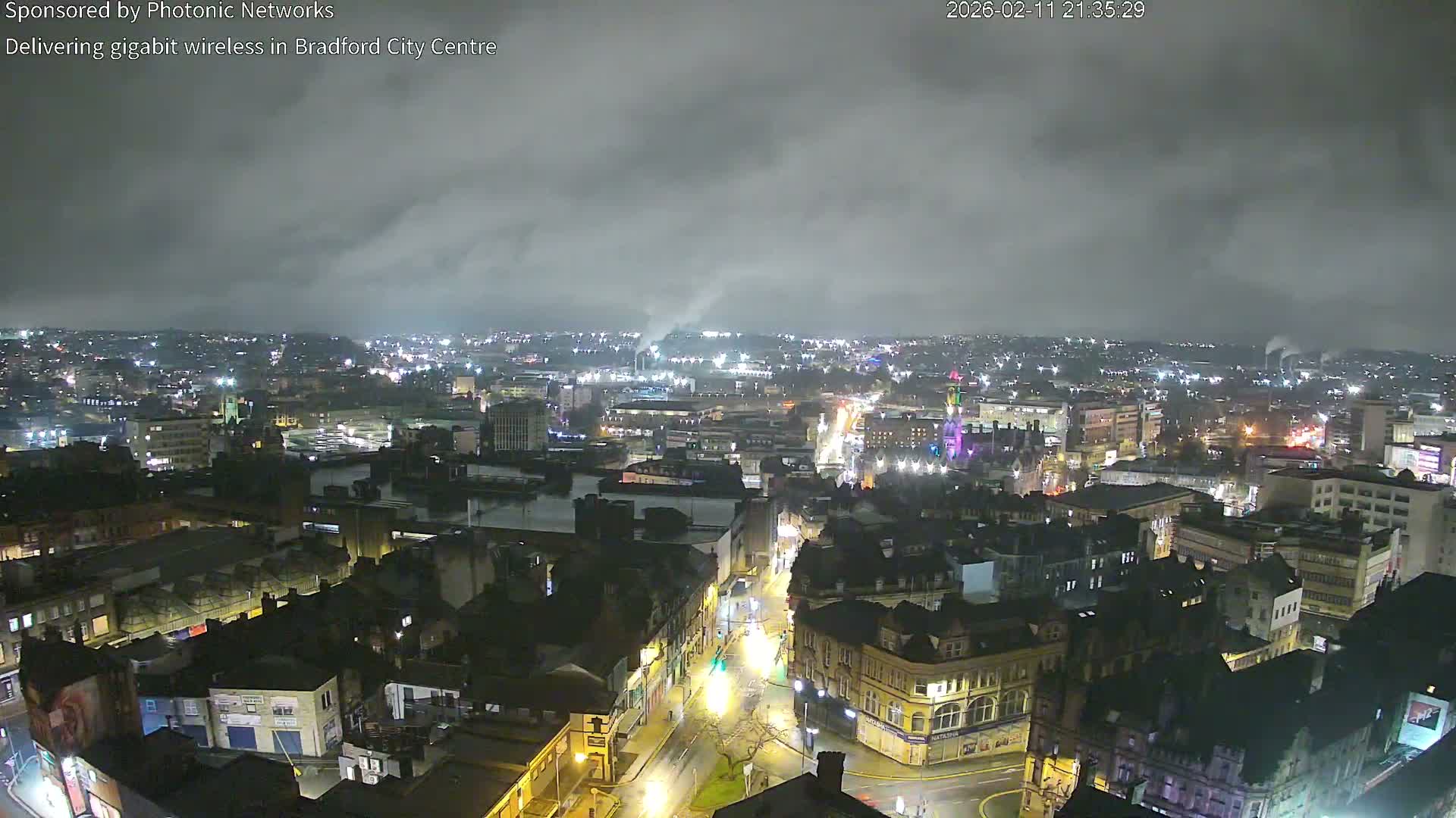 Bradford City Skyline Live Cam - Bradford, West Yorkshire, Yorkshire and the Humber, England, United Kingdom