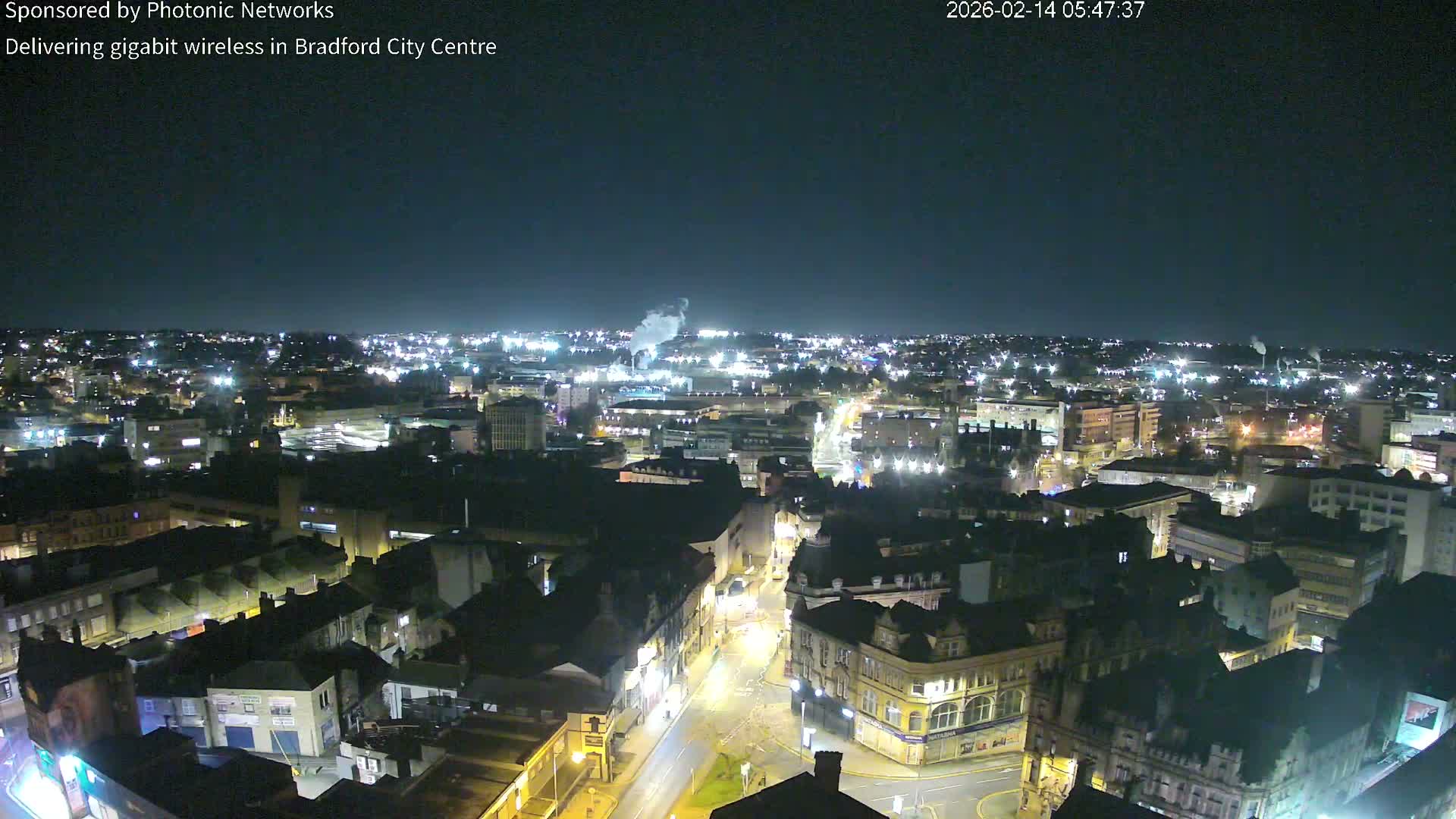 Bradford City Skyline Live Cam - Bradford, West Yorkshire, Yorkshire and the Humber, England, United Kingdom