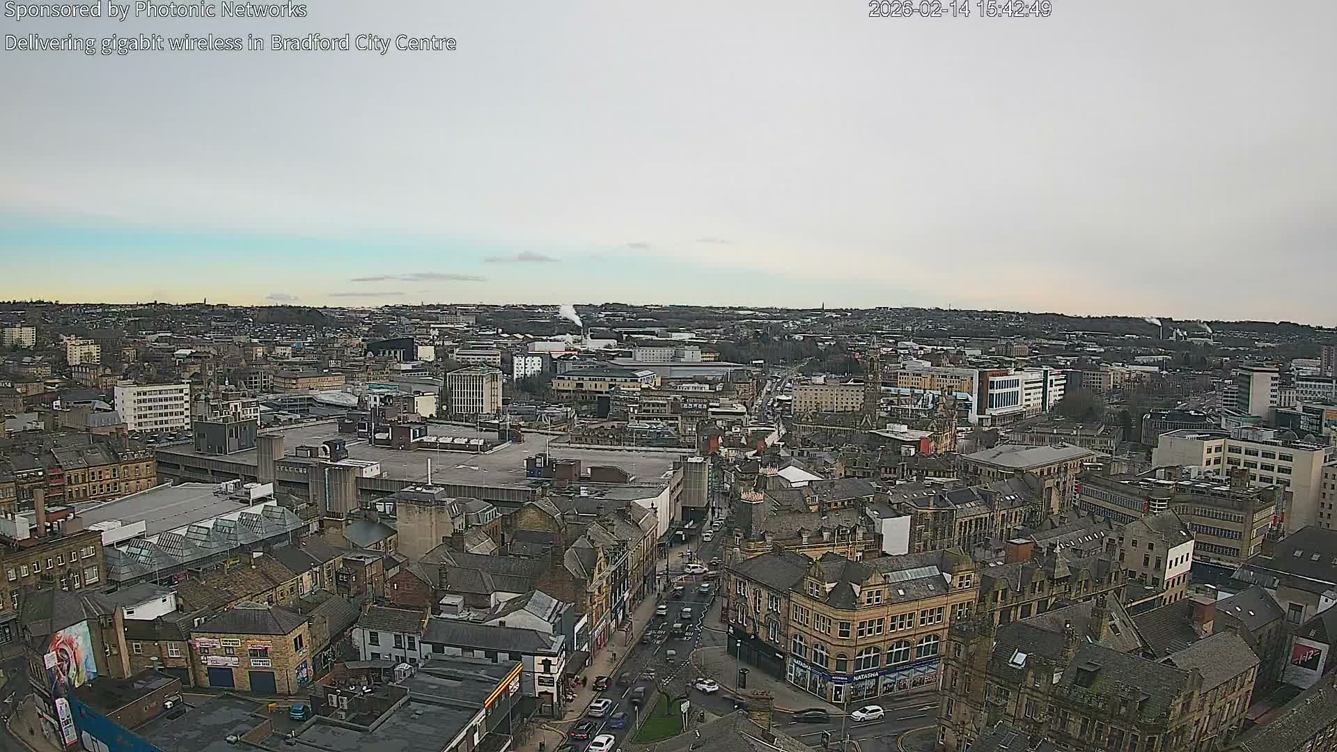 Bradford City Skyline Live Cam - Bradford, West Yorkshire, Yorkshire and the Humber, England, United Kingdom
