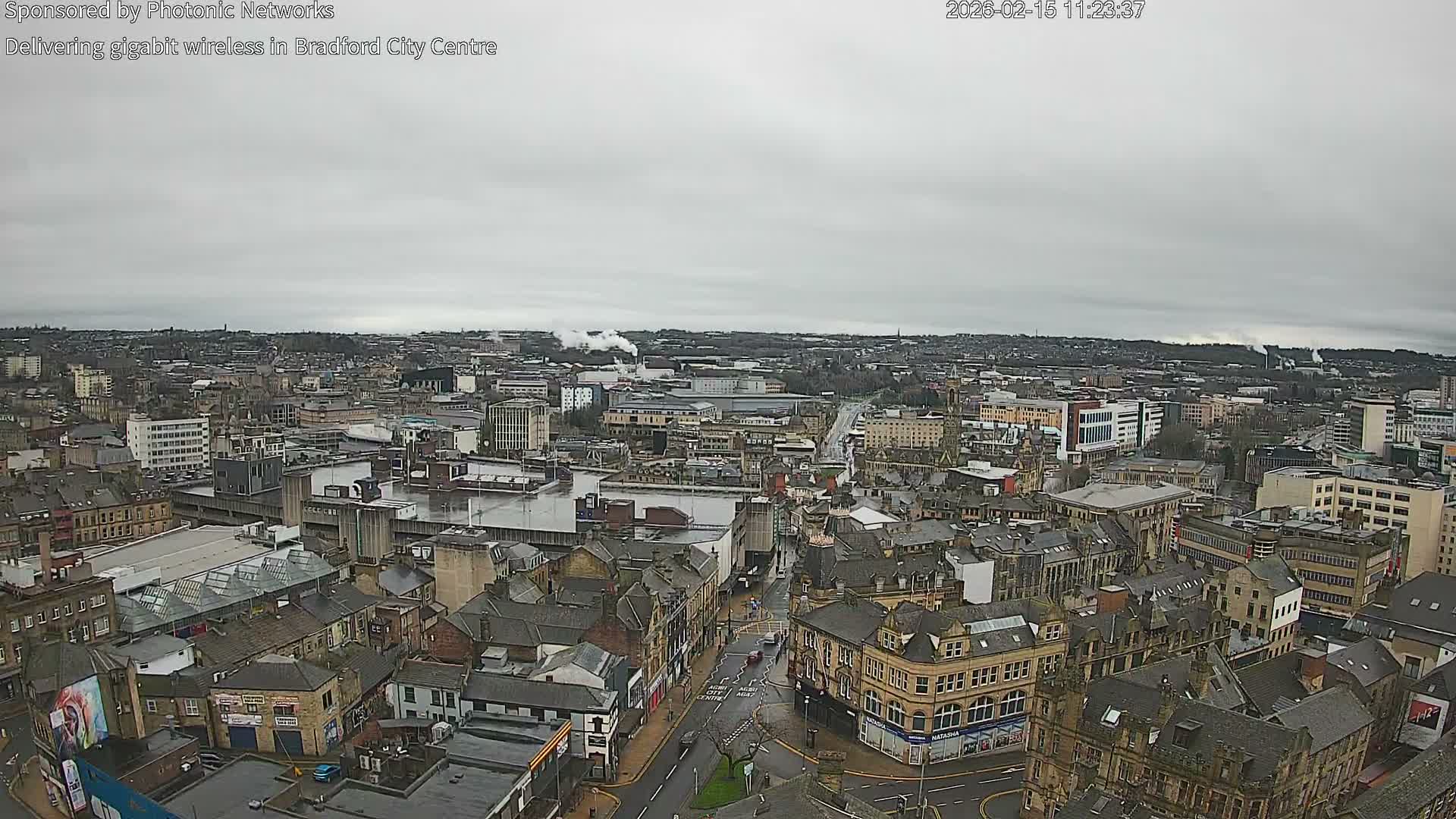 Bradford City Skyline Live Cam - Bradford, West Yorkshire, Yorkshire and the Humber, England, United Kingdom