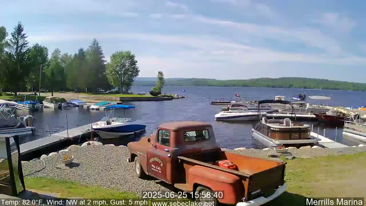 Sebec Lake Live Cam from Merrill's Marina - Dover&Foxcroft , Maine , USA