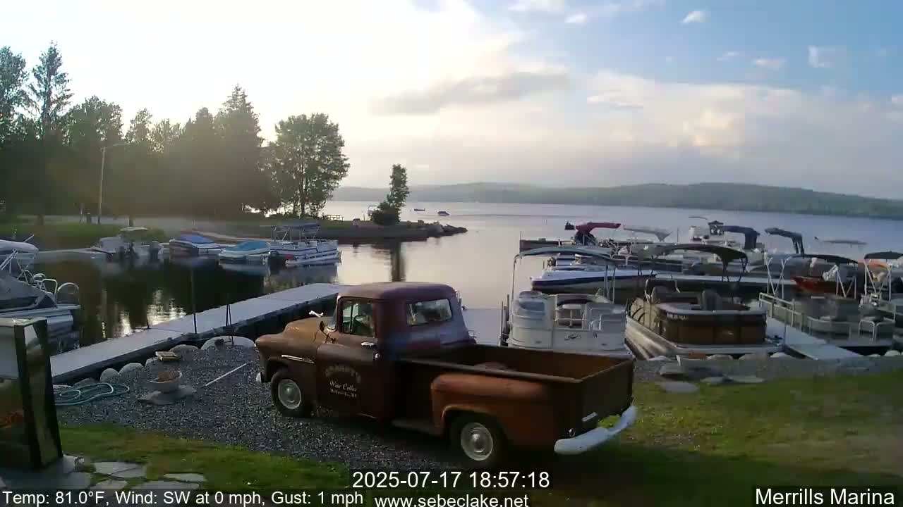 Sebec Lake Live Cam from Merrill's Marina - Dover&Foxcroft , Maine , USA