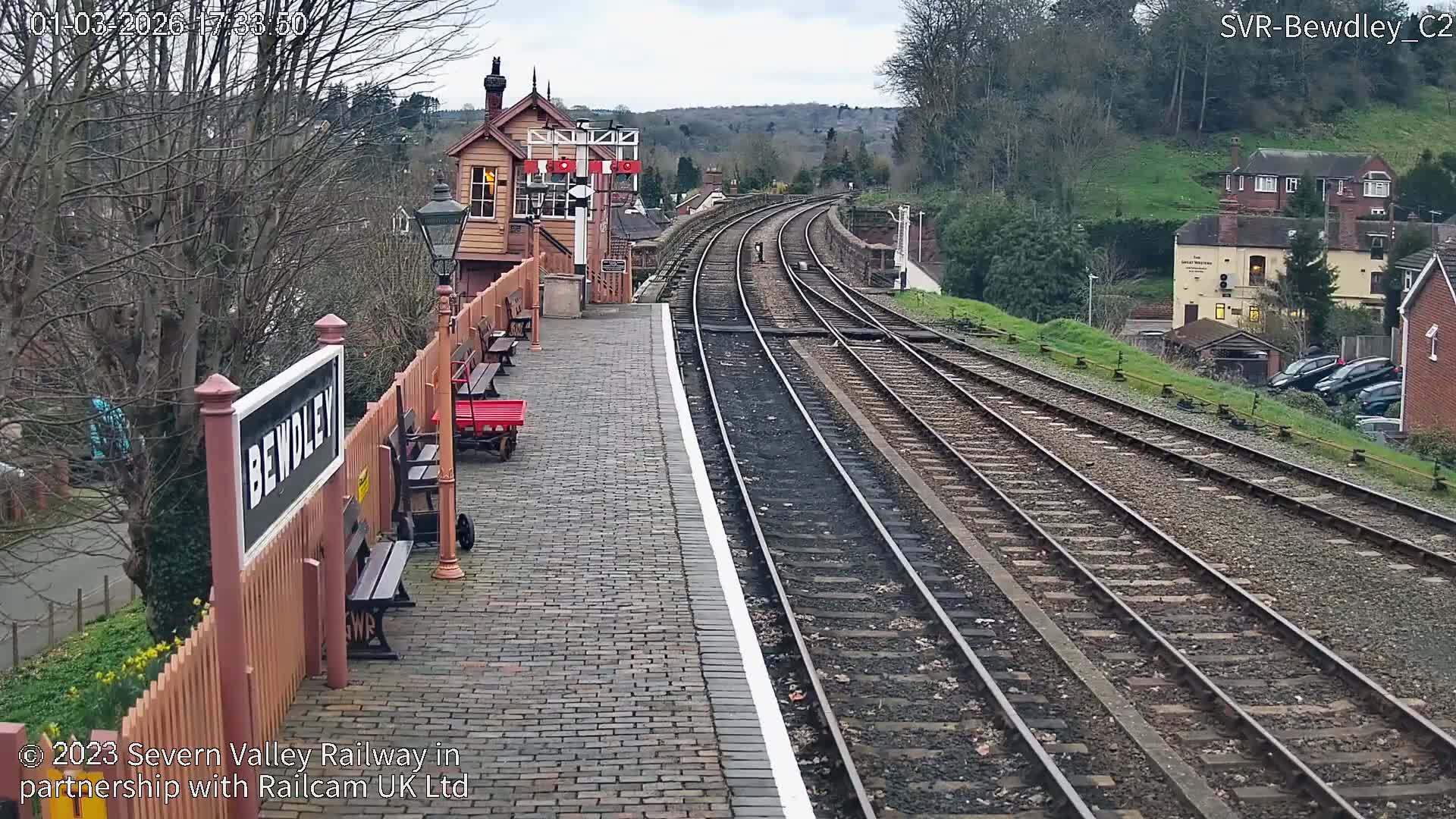 Bewdley Station West View on the Severn Valley Railway Live Cam - Bewdley, Wyre Forest, Worcestershire, West Midlands, England, United Kingdom