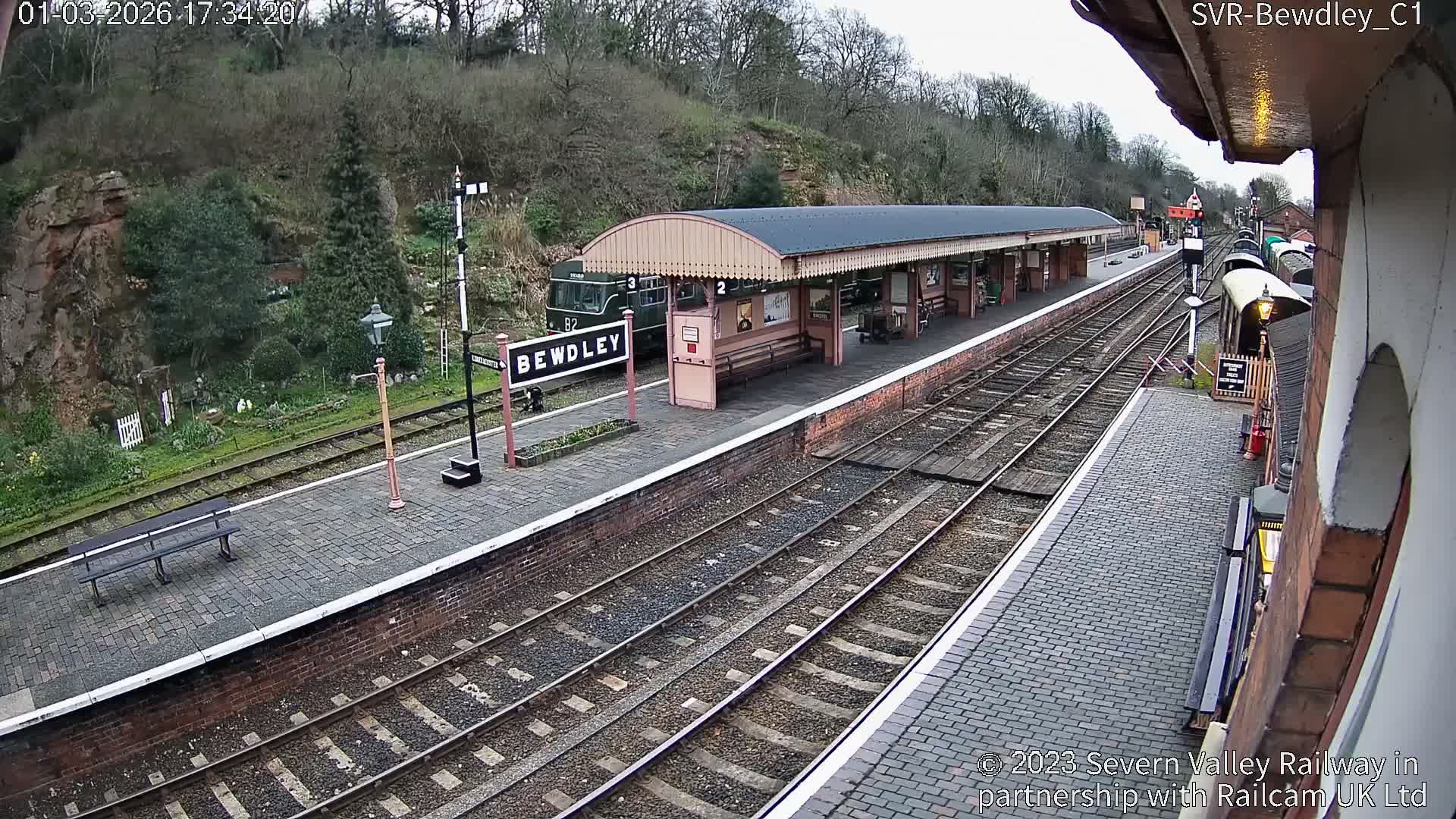 Bewdley Station İnside on the Severn Valley Railway Live Cam - Bewdley, Wyre Forest, Worcestershire, West Midlands, England, United Kingdomth on the Severn Valley Railway 2025-02-27 22:40