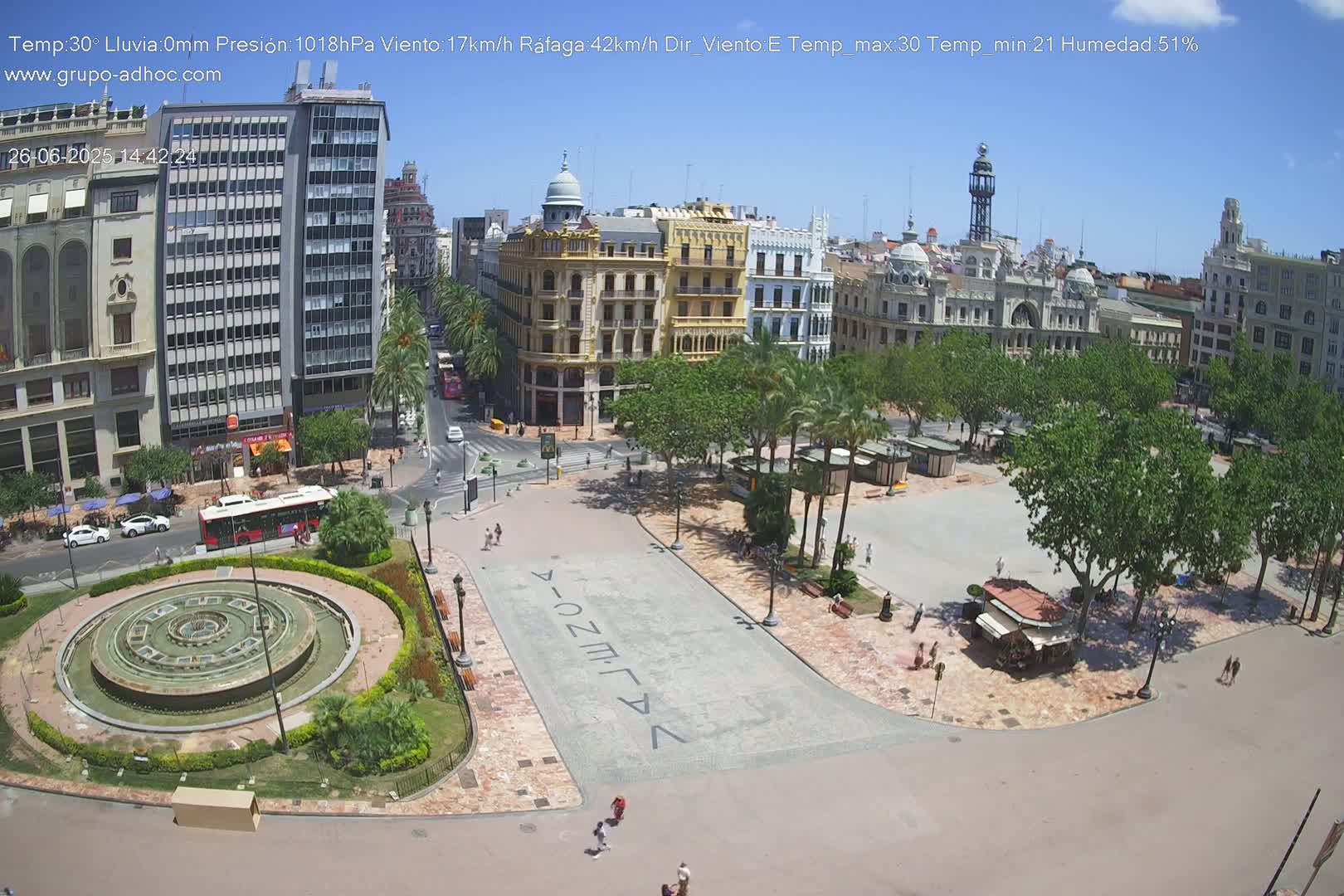 Valencia City , Plaza del Ayuntamiento Square Live Cam - Valencia,  Comunidad Valenciana, Spain