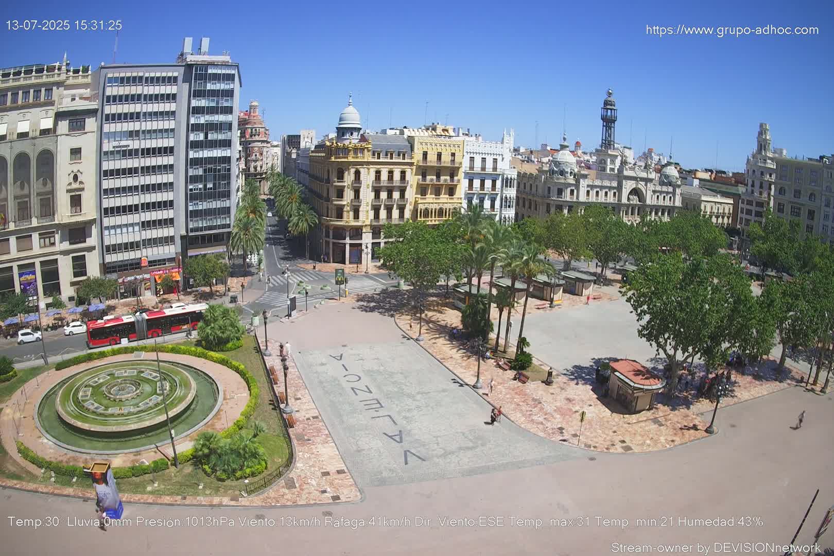 Valencia City , Plaza del Ayuntamiento Square Live Cam - Valencia,  Comunidad Valenciana, Spain