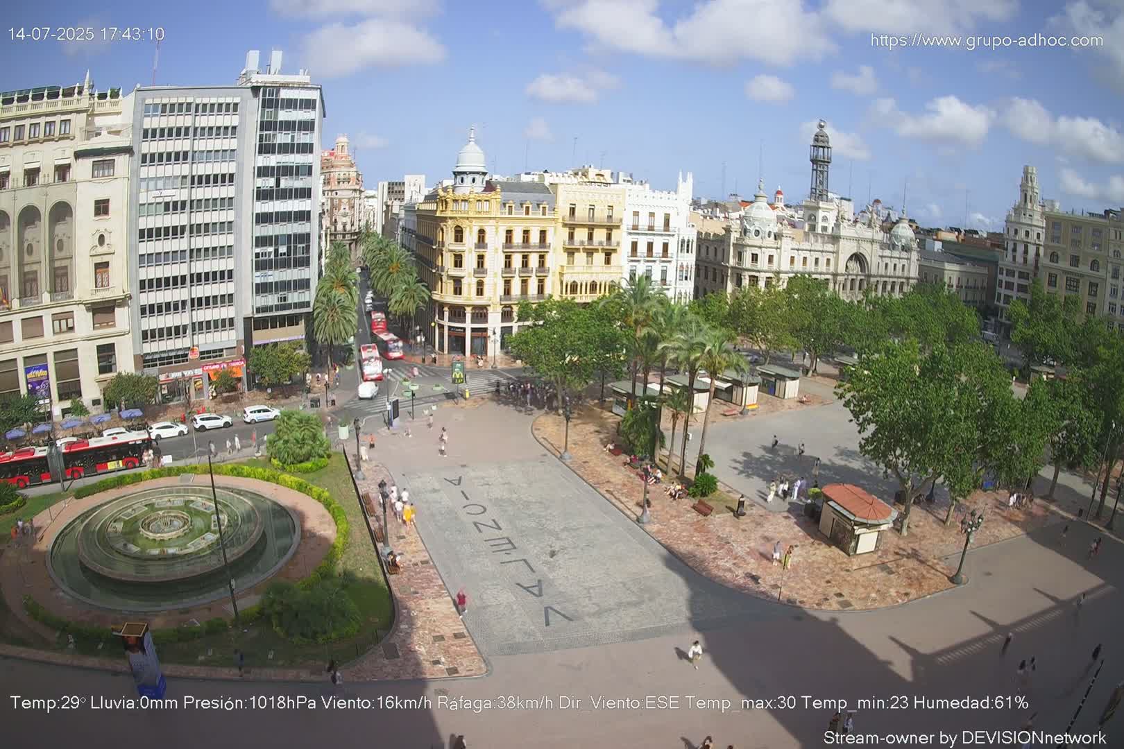Valencia City , Plaza del Ayuntamiento Square Live Cam - Valencia,  Comunidad Valenciana, Spain