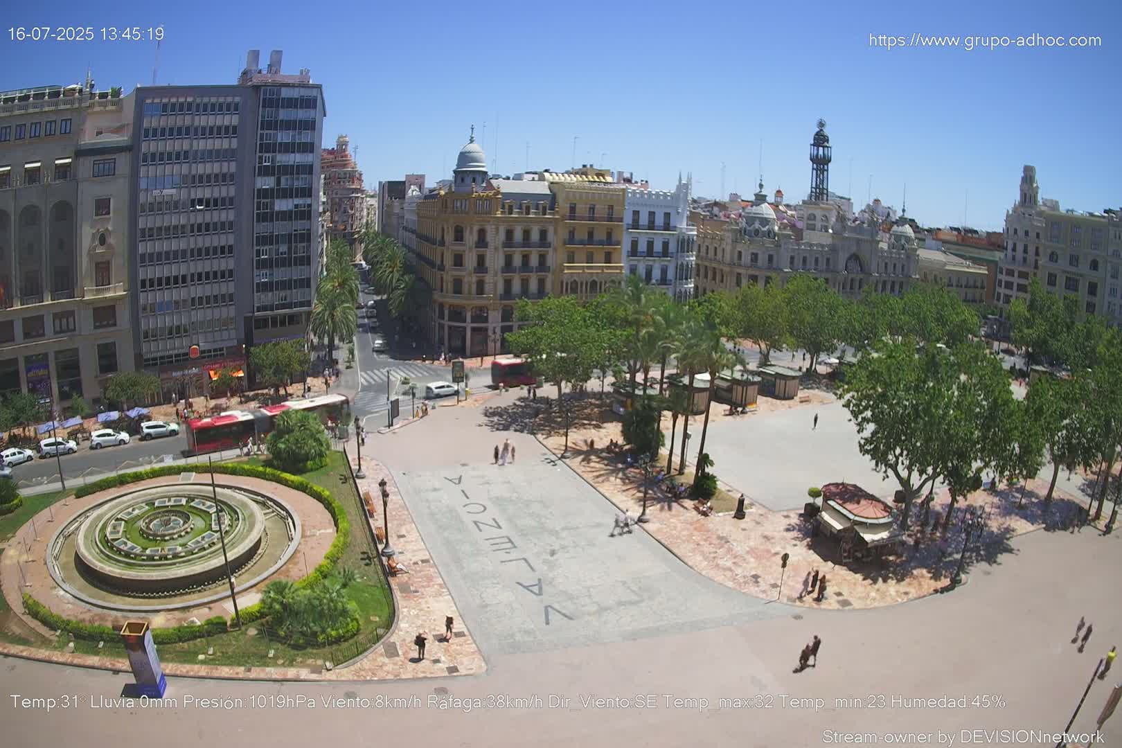 Valencia City , Plaza del Ayuntamiento Square Live Cam - Valencia,  Comunidad Valenciana, Spain
