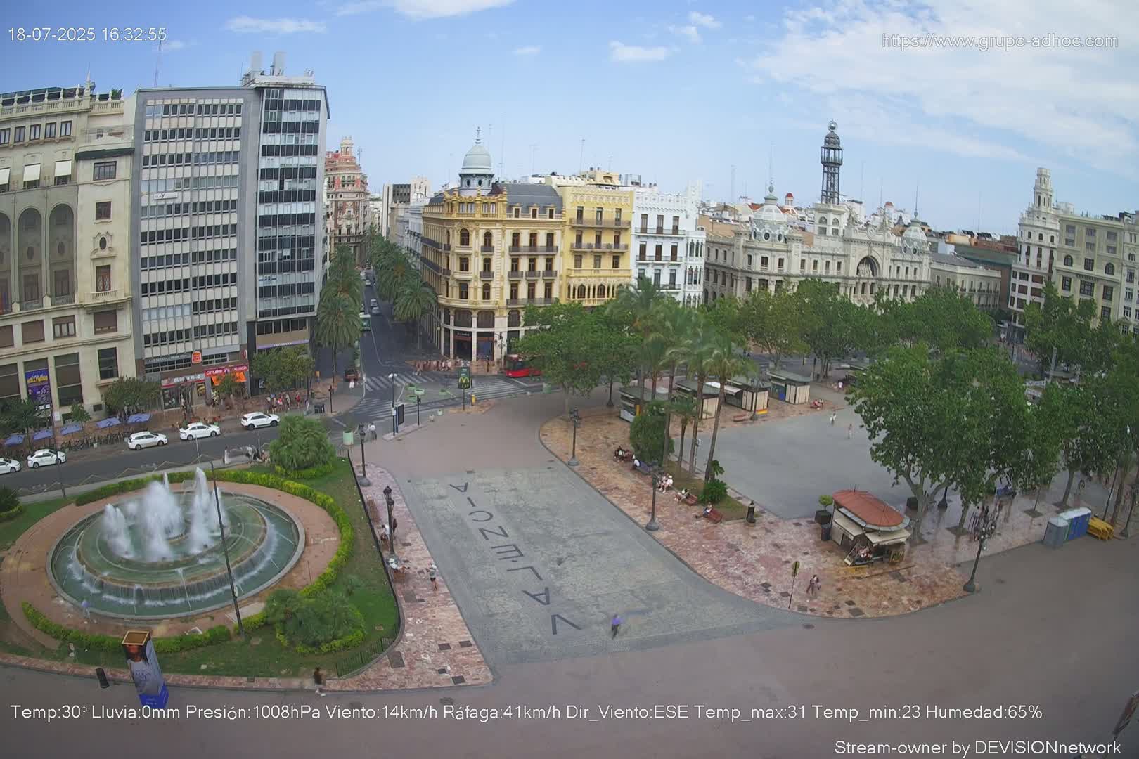 Valencia City , Plaza del Ayuntamiento Square Live Cam - Valencia,  Comunidad Valenciana, Spain