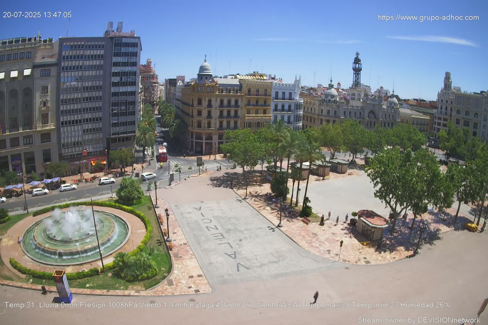 Valencia City , Plaza del Ayuntamiento Square Live Cam - Valencia,  Comunidad Valenciana, Spain