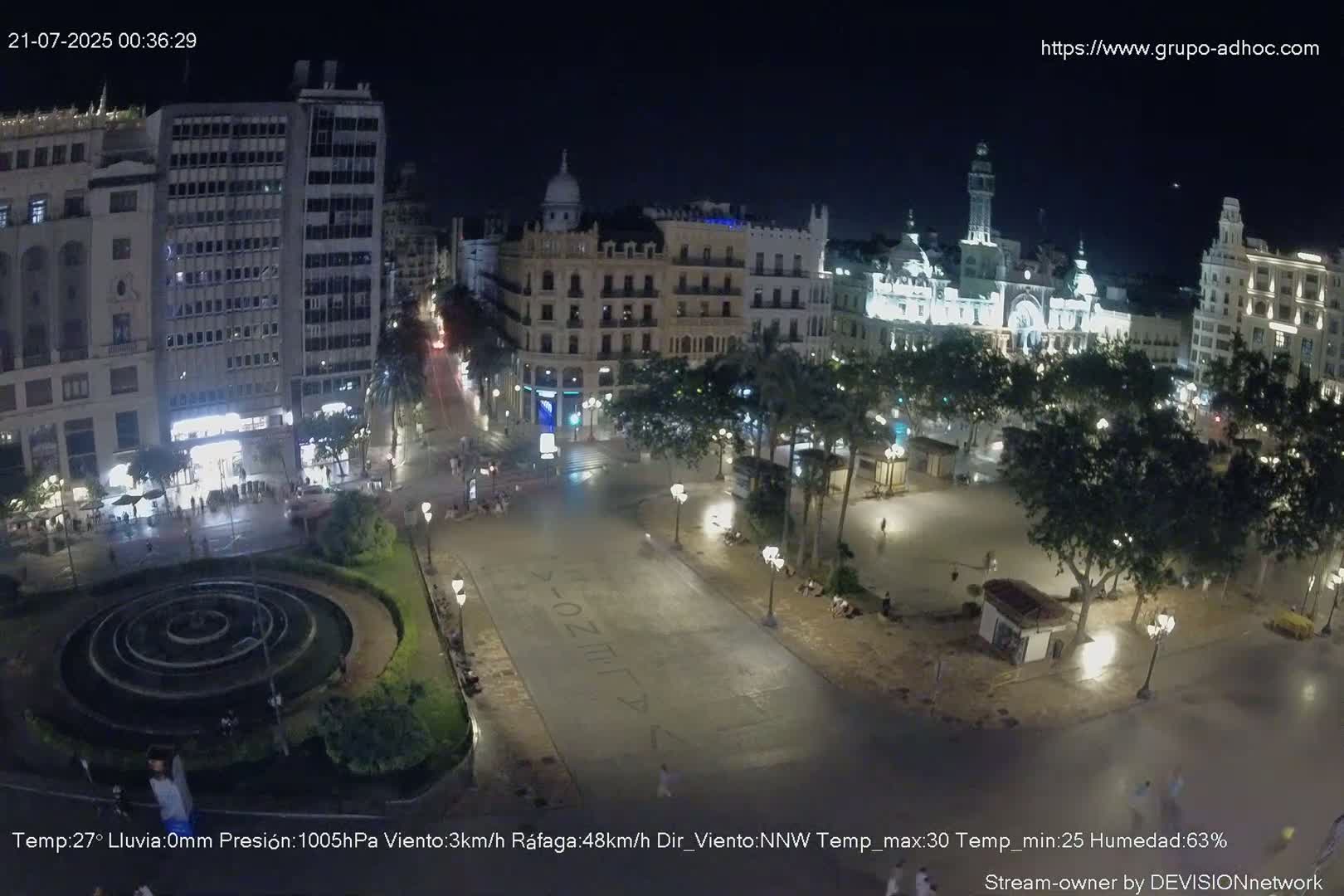 Valencia City , Plaza del Ayuntamiento Square Live Cam - Valencia,  Comunidad Valenciana, Spain