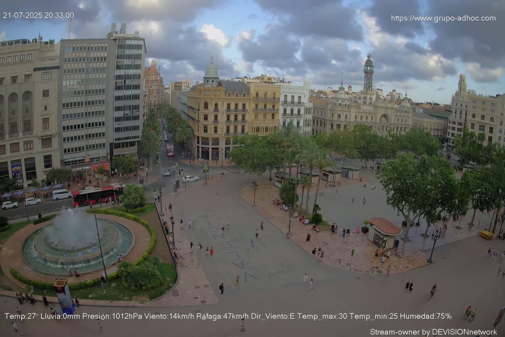 Valencia City , Plaza del Ayuntamiento Square Live Cam - Valencia,  Comunidad Valenciana, Spain