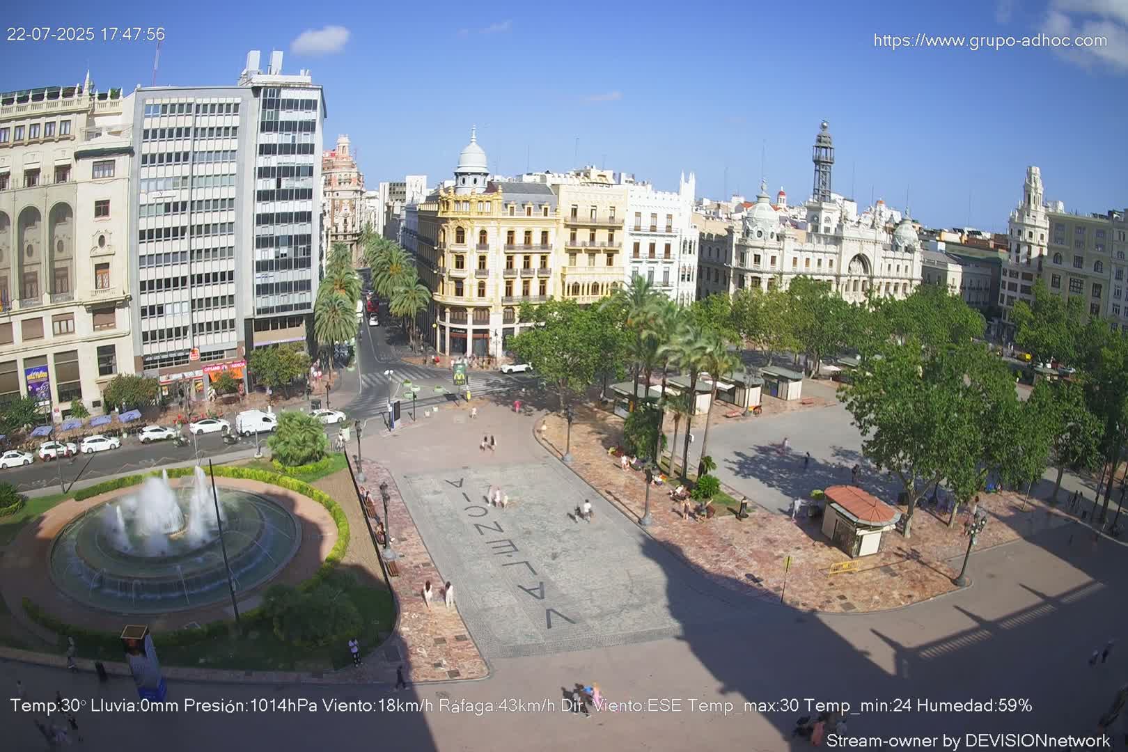 Valencia City , Plaza del Ayuntamiento Square Live Cam - Valencia,  Comunidad Valenciana, Spain