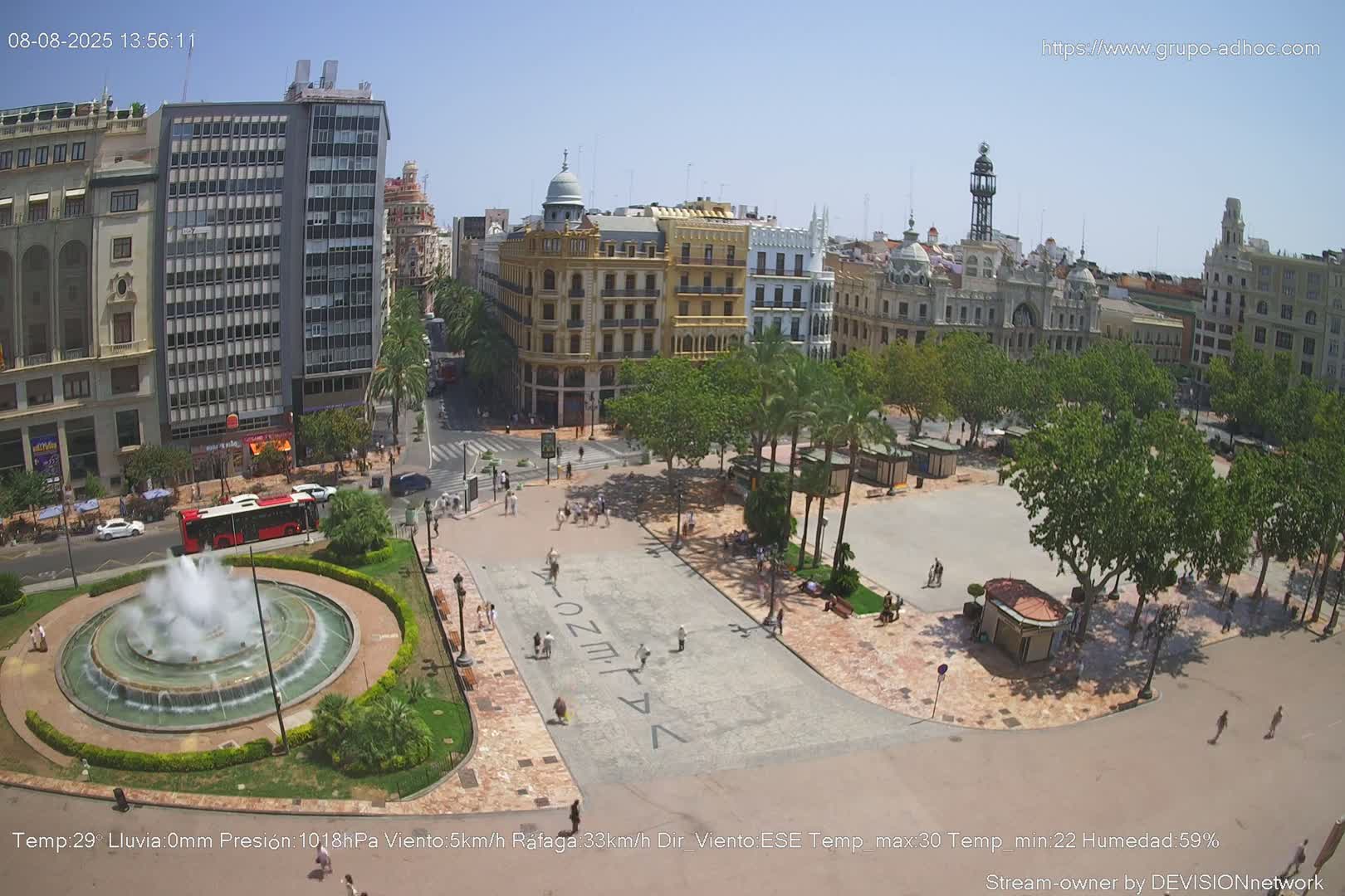 Valencia City , Plaza del Ayuntamiento Square Live Cam - Valencia,  Comunidad Valenciana, Spain