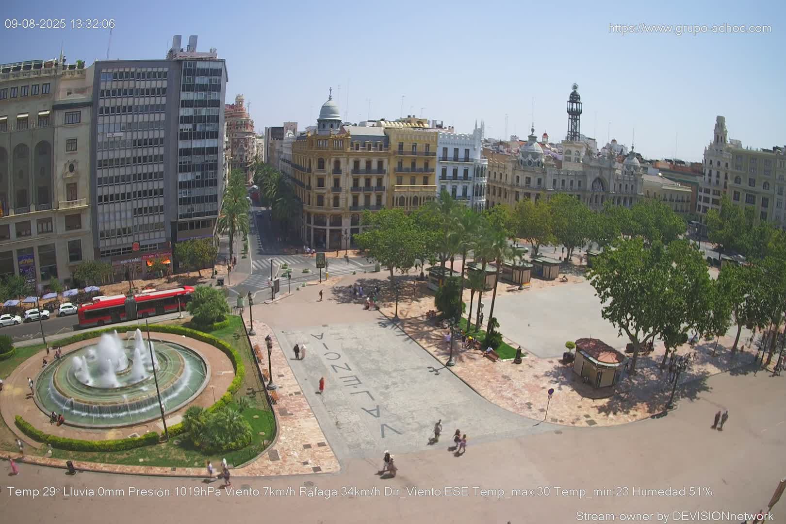 Valencia City , Plaza del Ayuntamiento Square Live Cam - Valencia,  Comunidad Valenciana, Spain