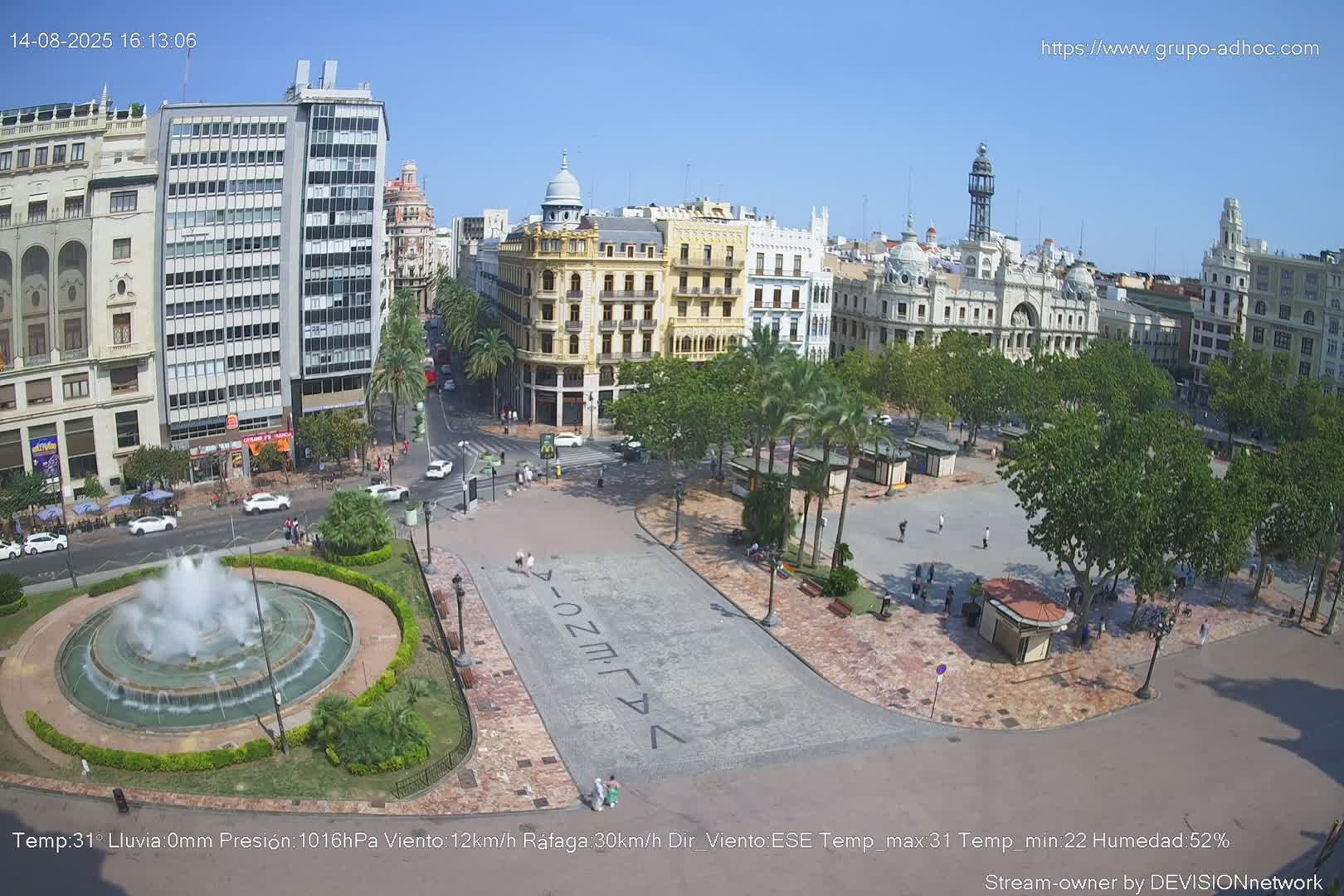 Valencia City , Plaza del Ayuntamiento Square Live Cam - Valencia,  Comunidad Valenciana, Spain