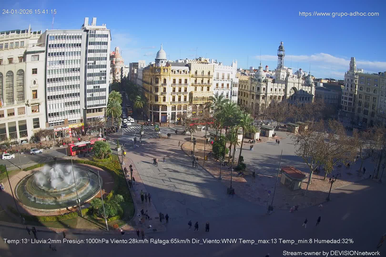 Valencia City , Plaza del Ayuntamiento Square Live Cam - Valencia,  Comunidad Valenciana, Spain