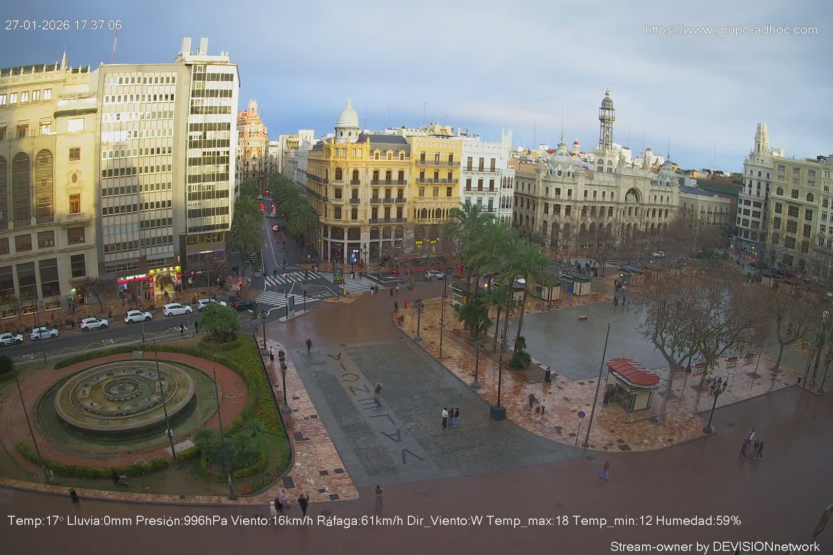 Valencia City , Plaza del Ayuntamiento Square Live Cam - Valencia,  Comunidad Valenciana, Spain