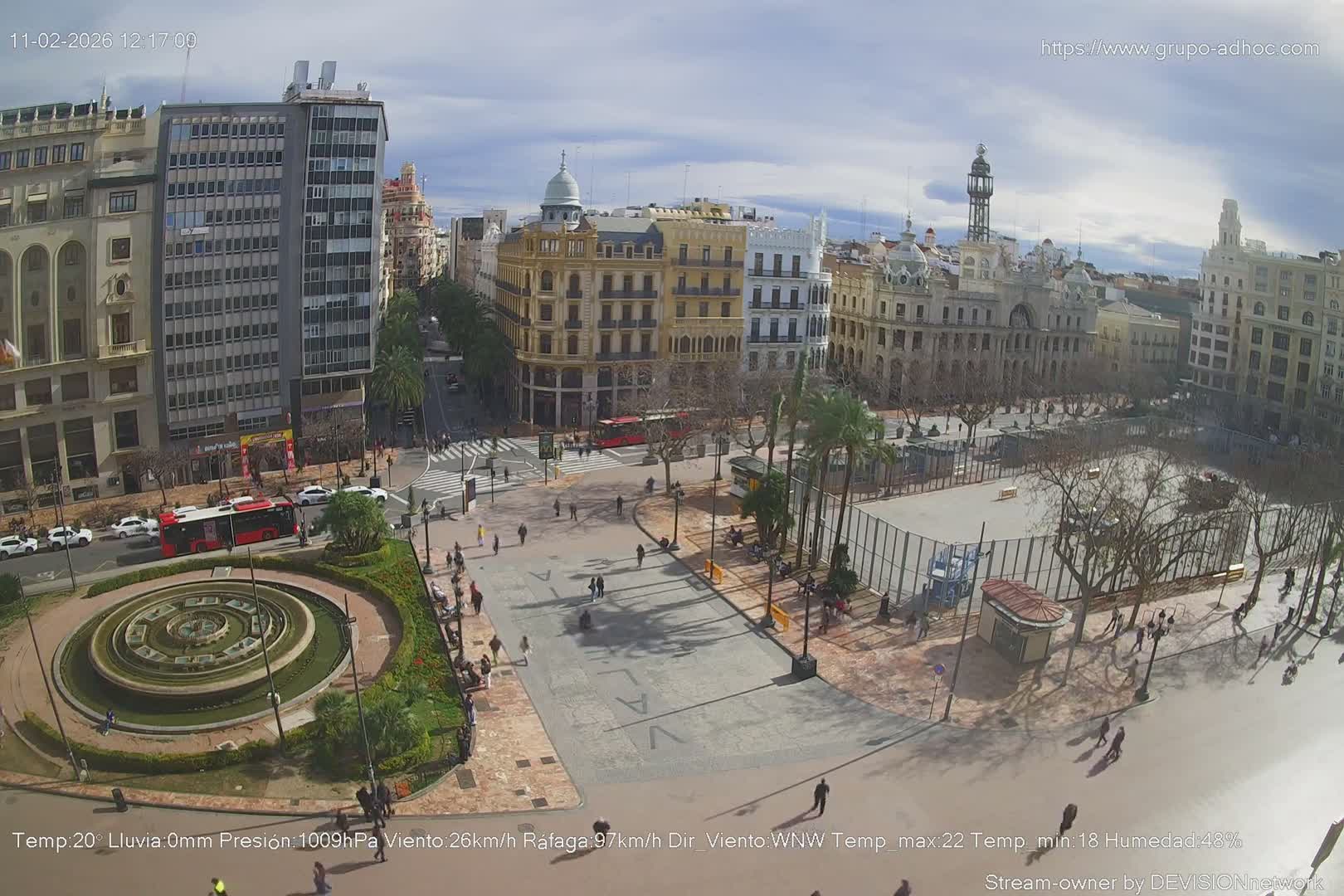 Valencia City , Plaza del Ayuntamiento Square Live Cam - Valencia,  Comunidad Valenciana, Spain