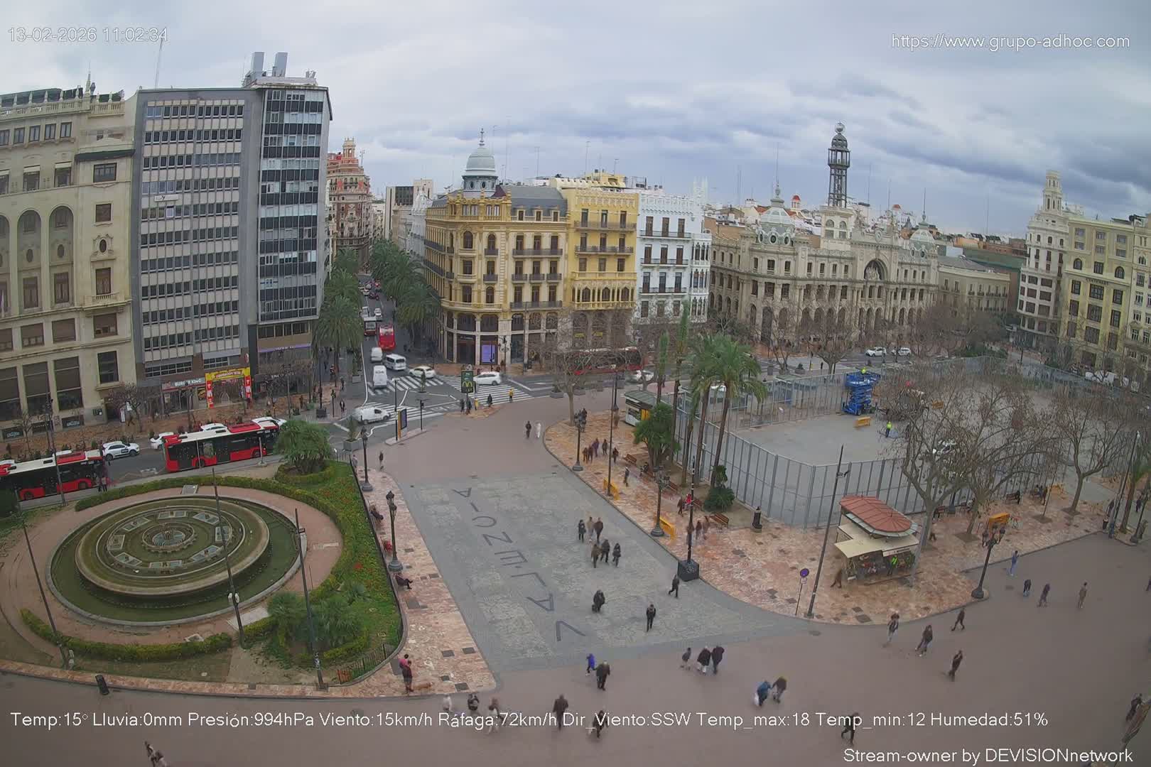 Valencia City , Plaza del Ayuntamiento Square Live Cam - Valencia,  Comunidad Valenciana, Spain